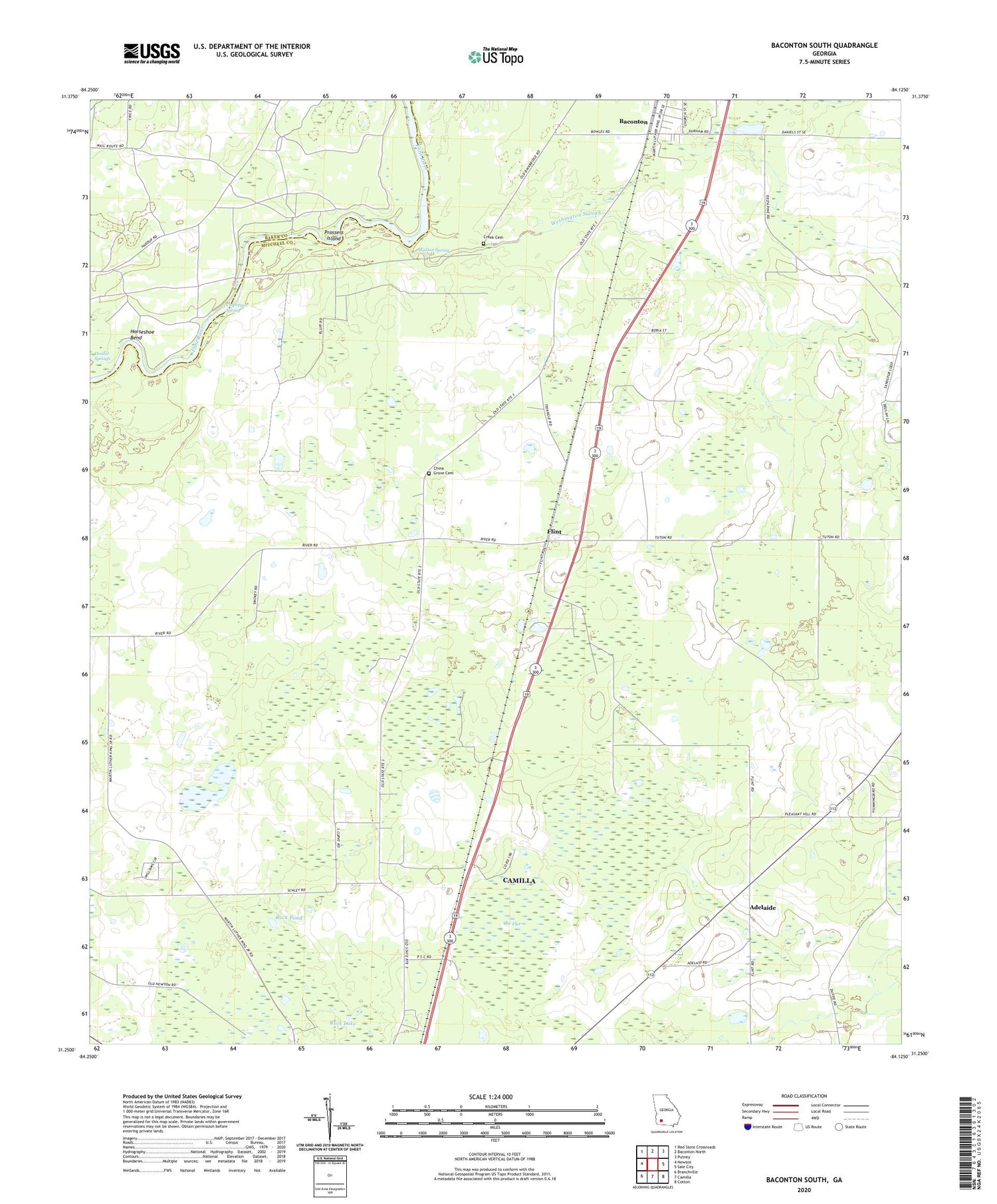 Baconton South Georgia US Topo Map Image