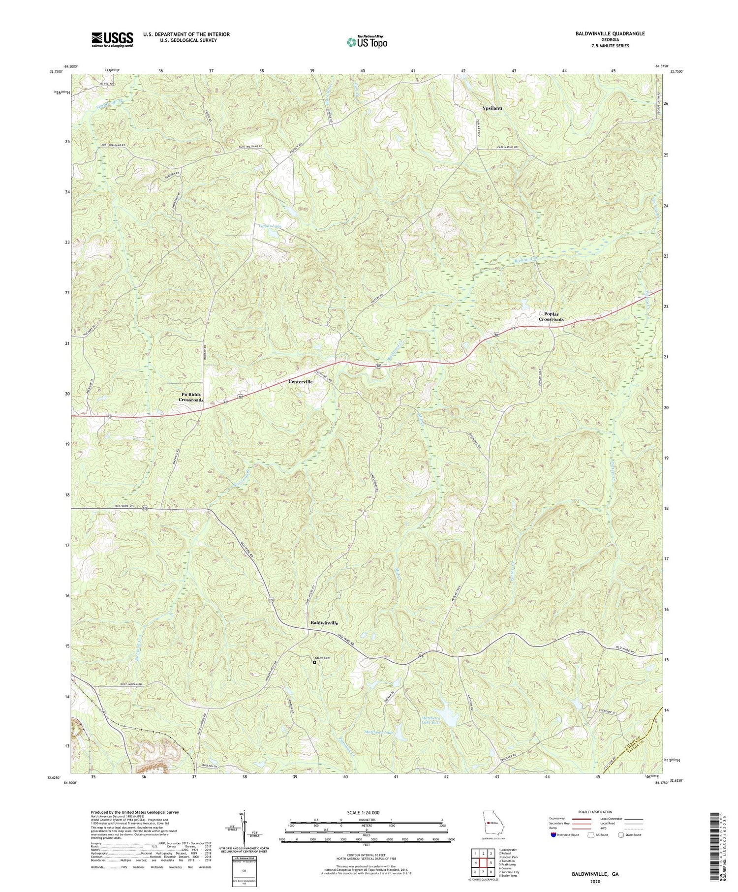 Baldwinville Georgia US Topo Map Image