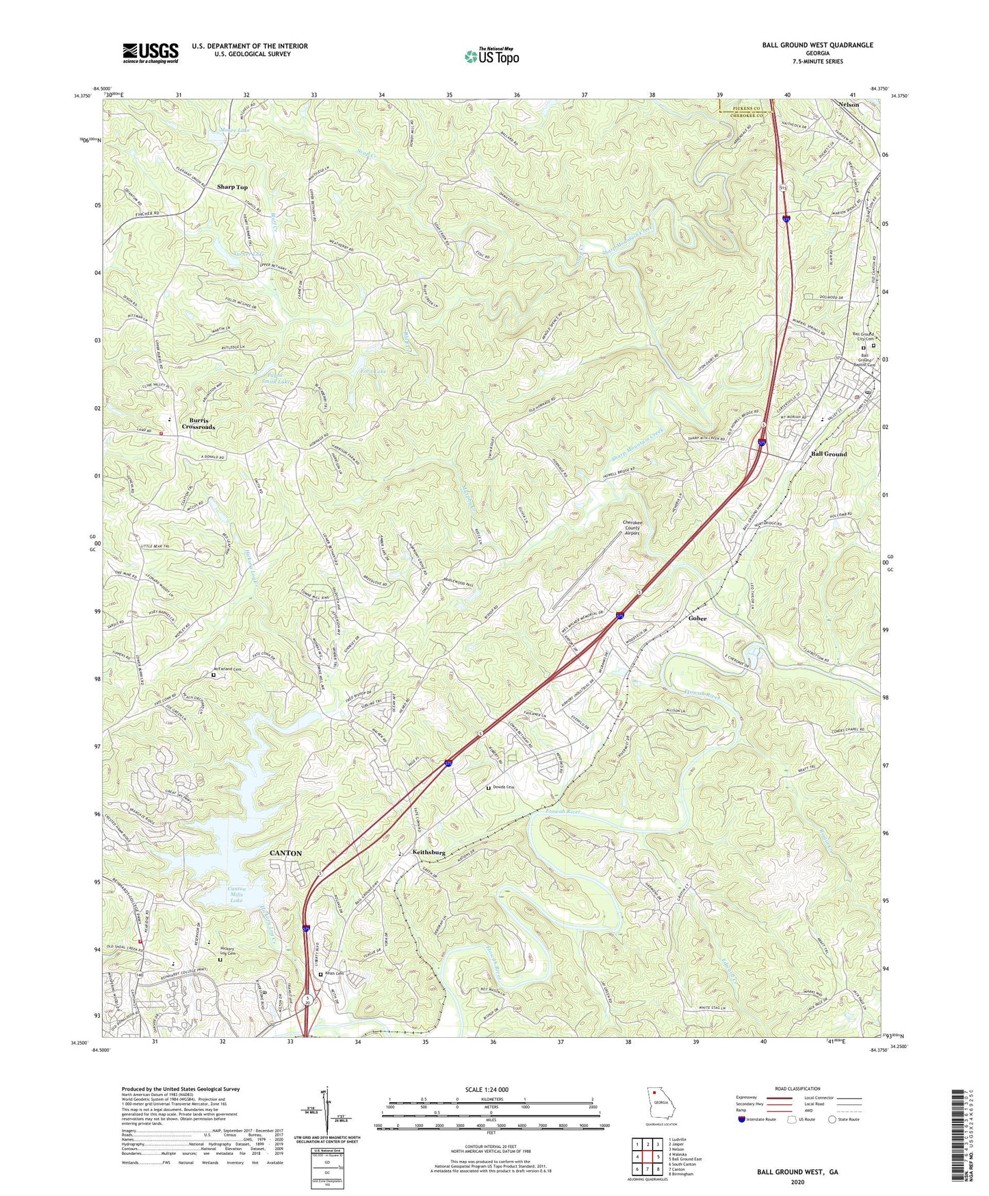 Ball Ground West Georgia US Topo Map Image