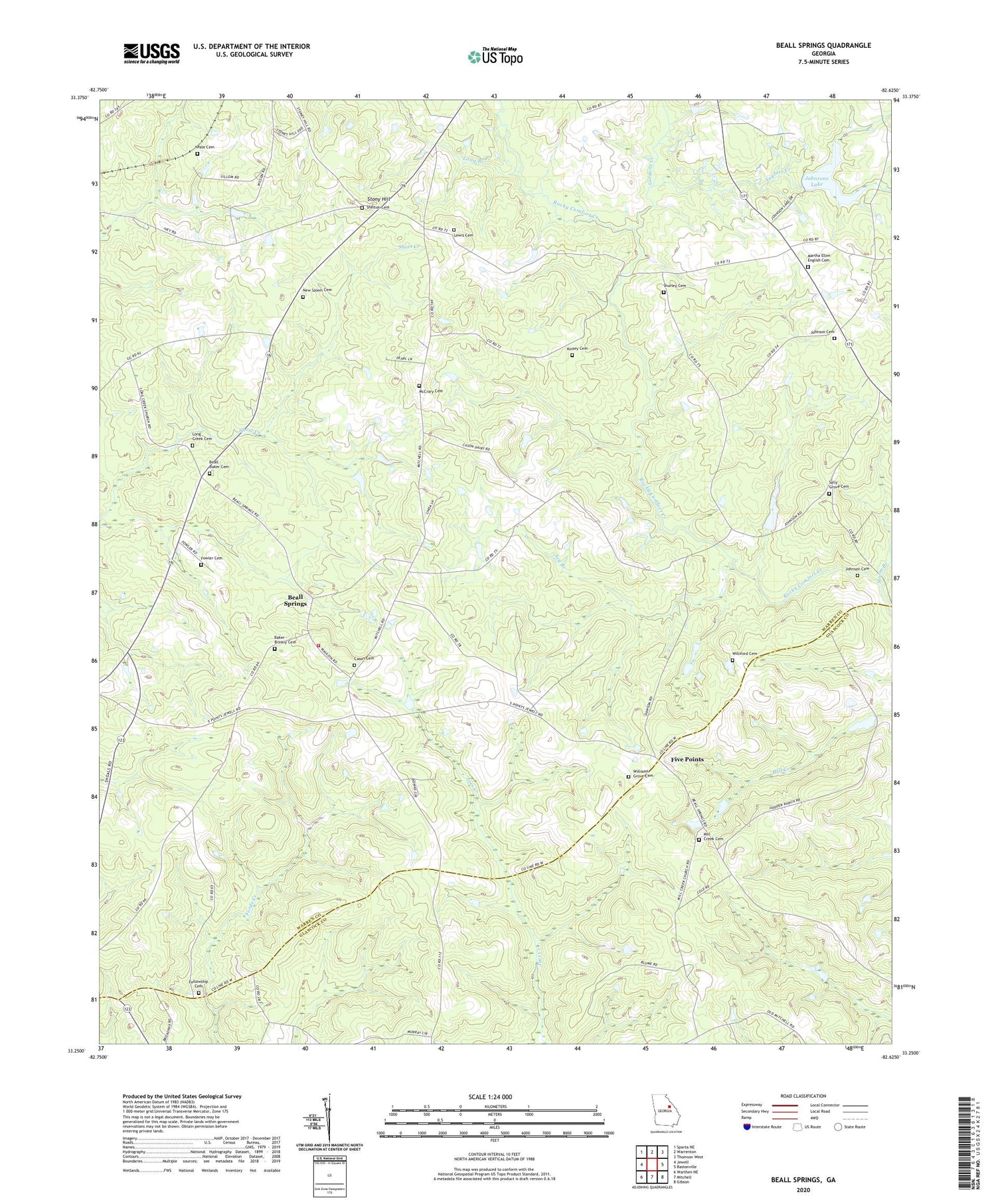 Beall Springs Georgia US Topo Map Image