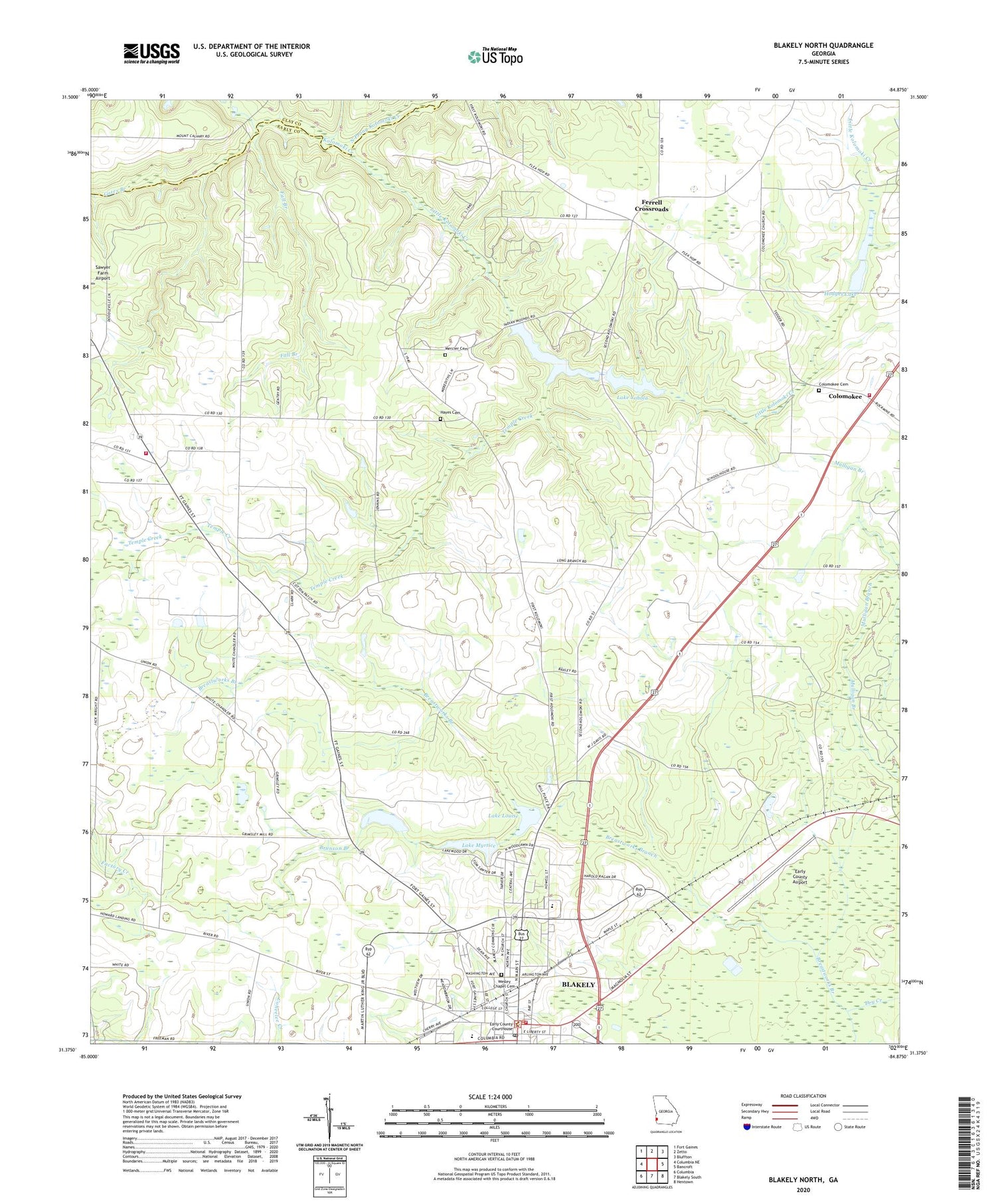 Blakely North Georgia US Topo Map Image