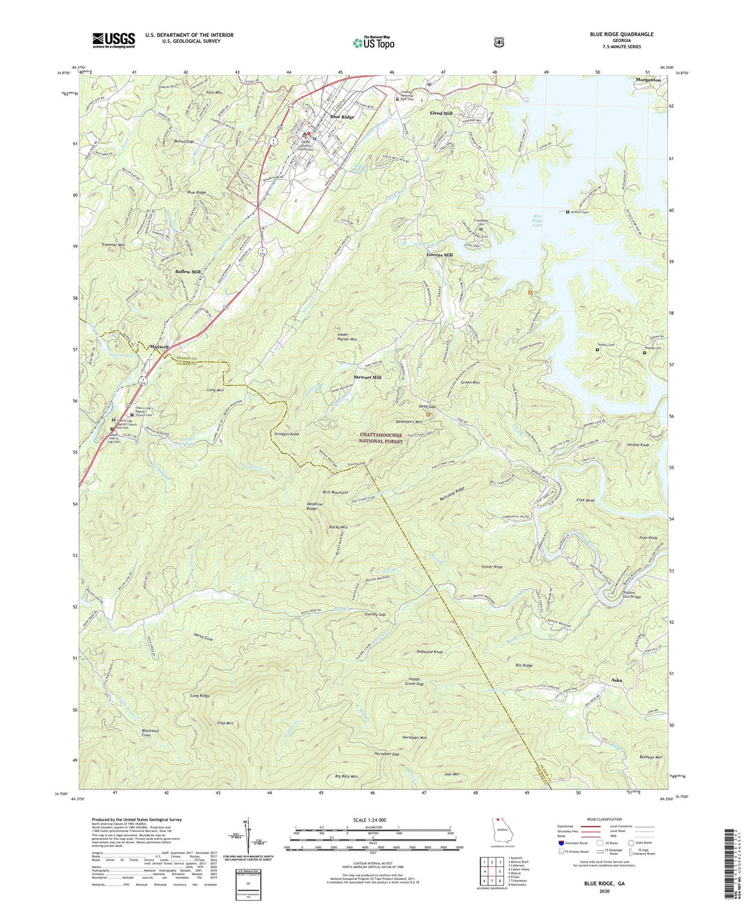 Blue Ridge Georgia US Topo Map – MyTopo Map Store