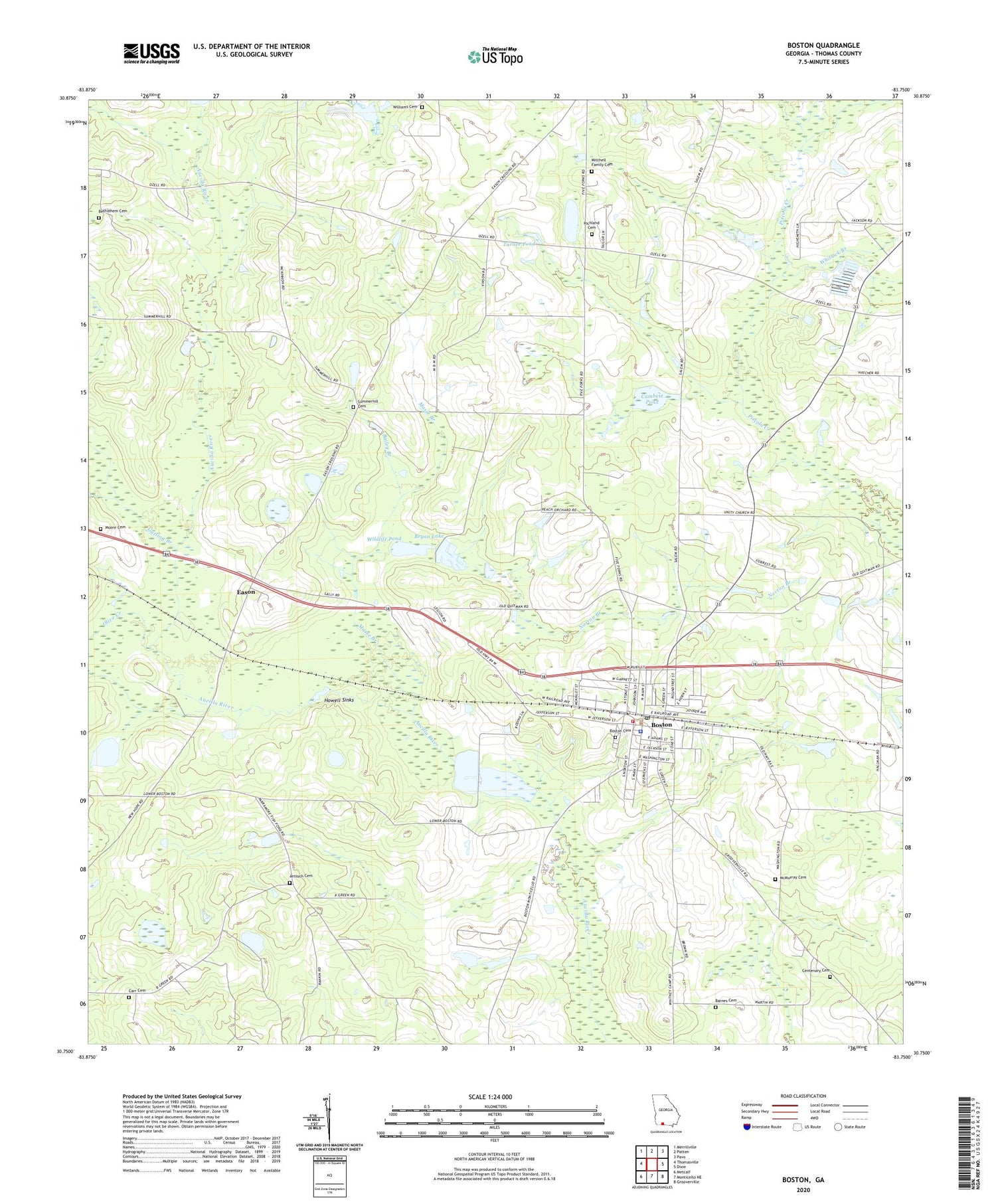 Boston Georgia US Topo Map Image