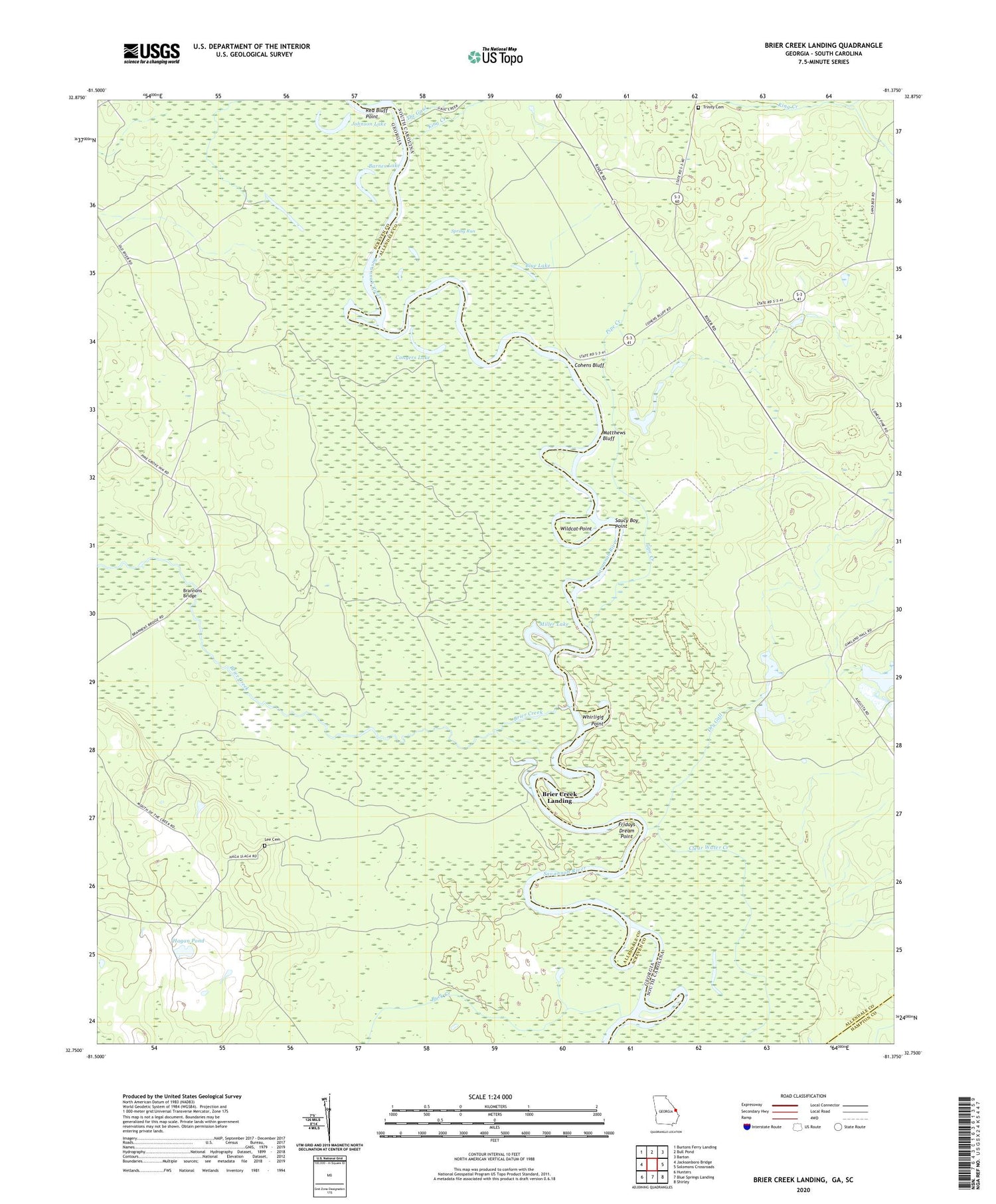 Brier Creek Landing Georgia US Topo Map Image
