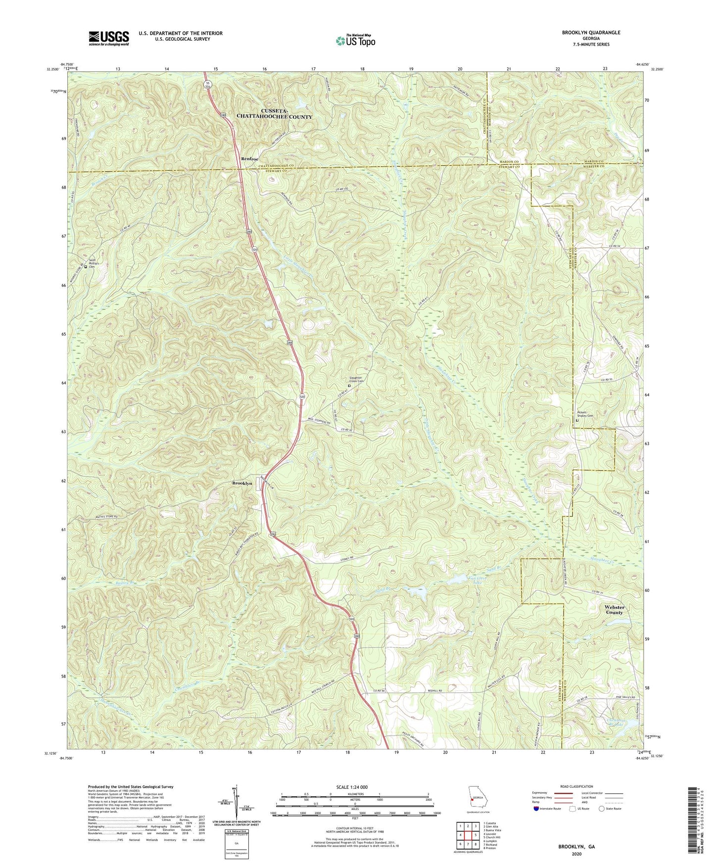 Brooklyn Georgia US Topo Map Image