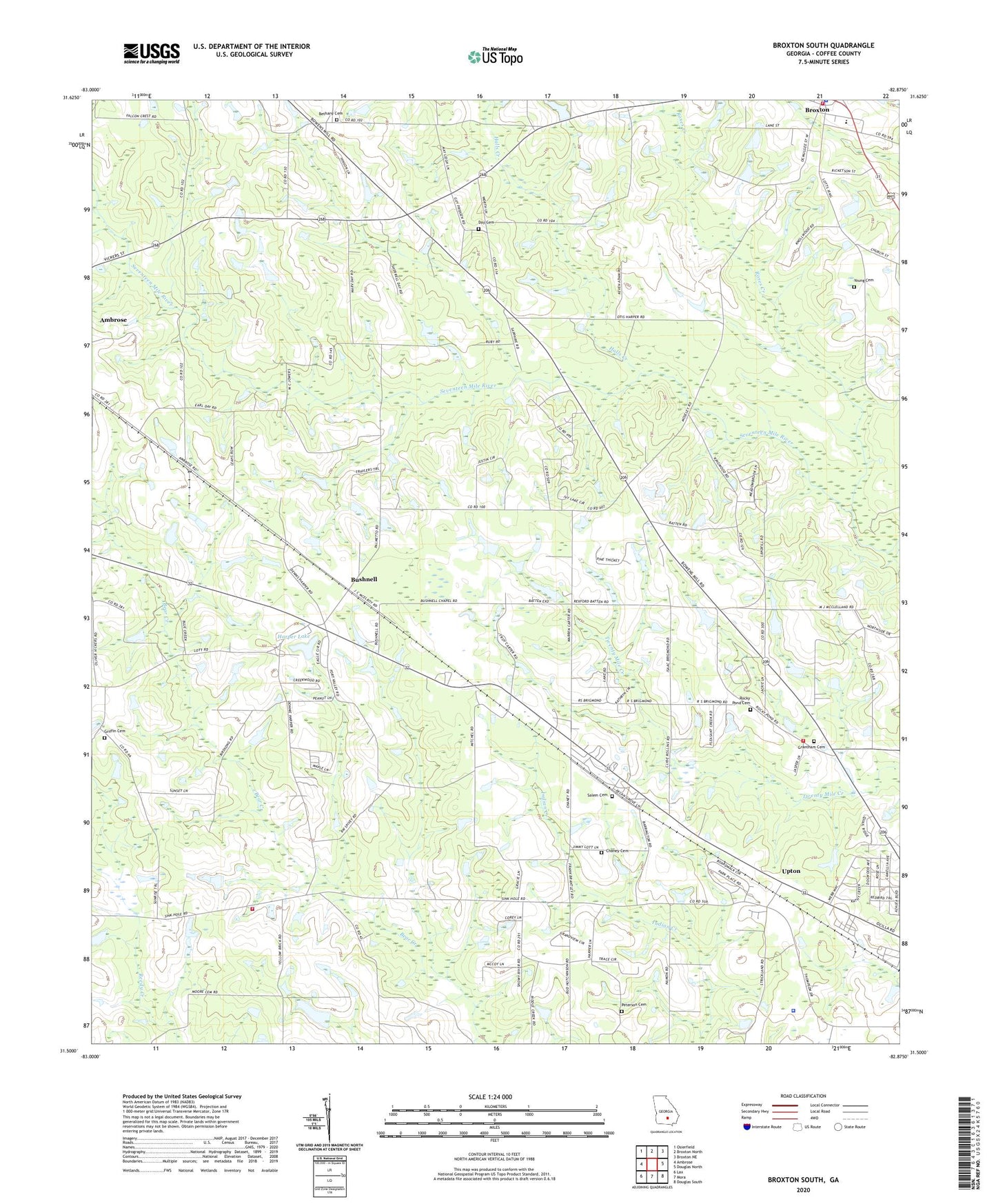 Broxton South Georgia US Topo Map Image