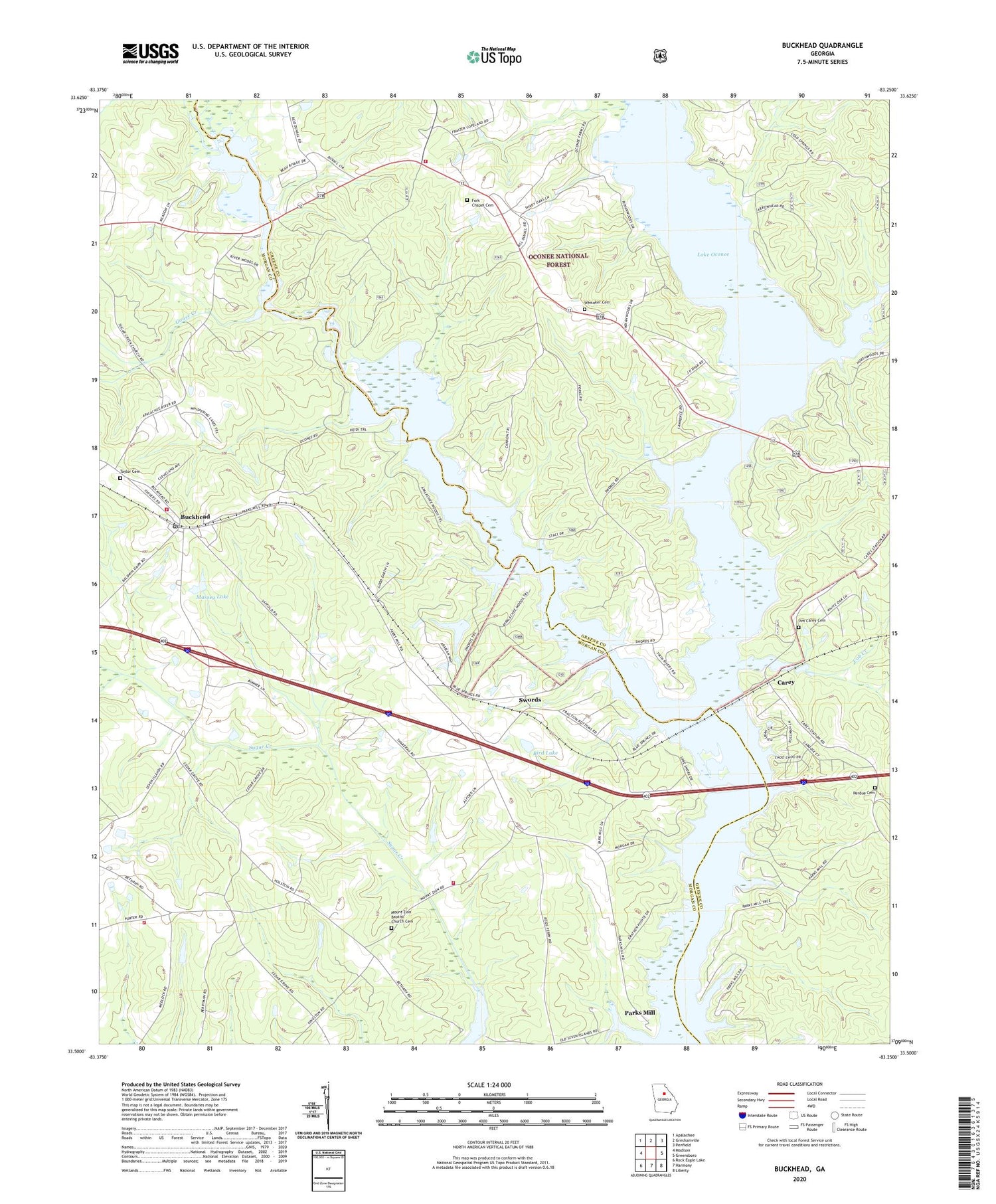 Buckhead Georgia US Topo Map Image