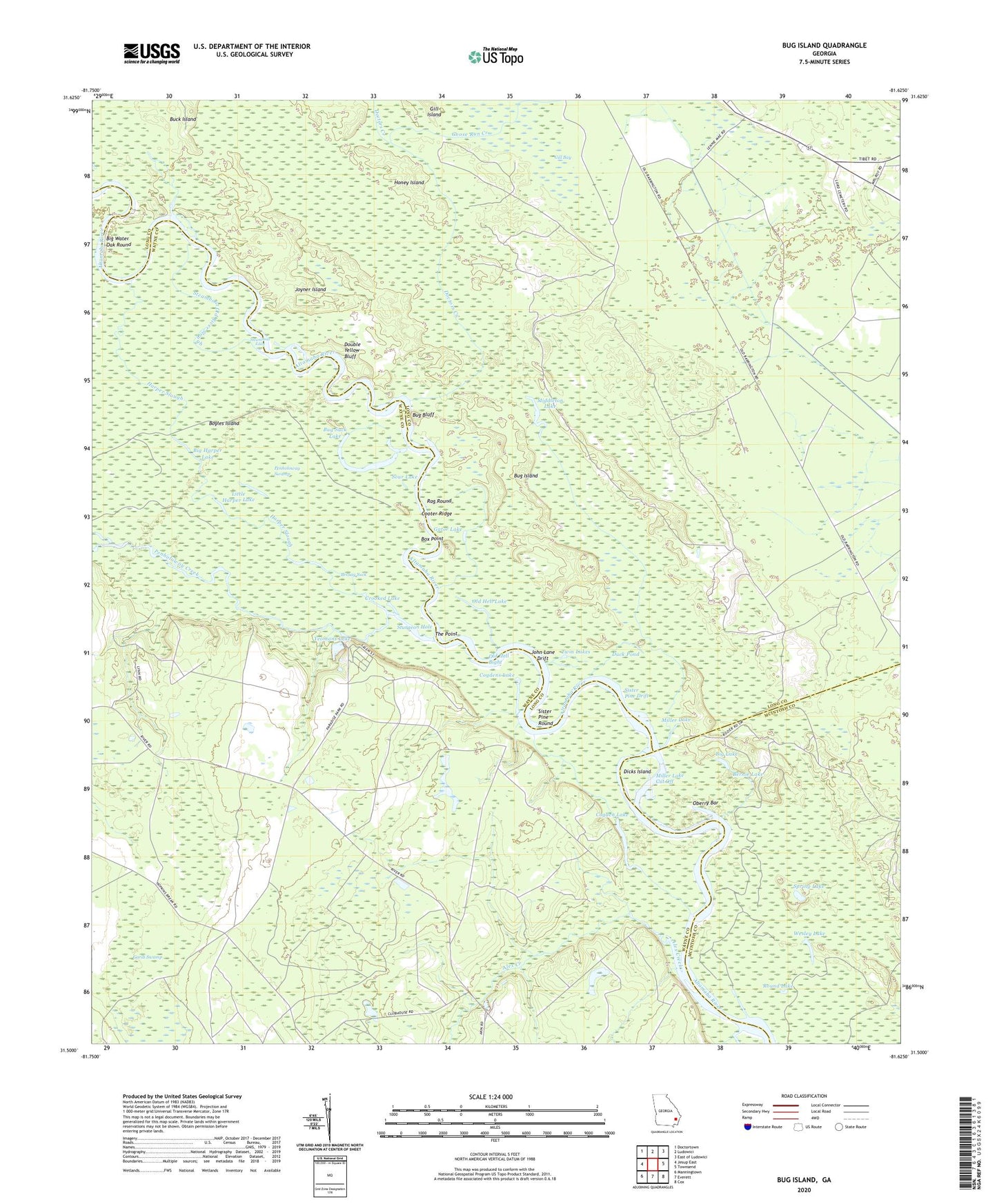 Bug Island Georgia US Topo Map Image
