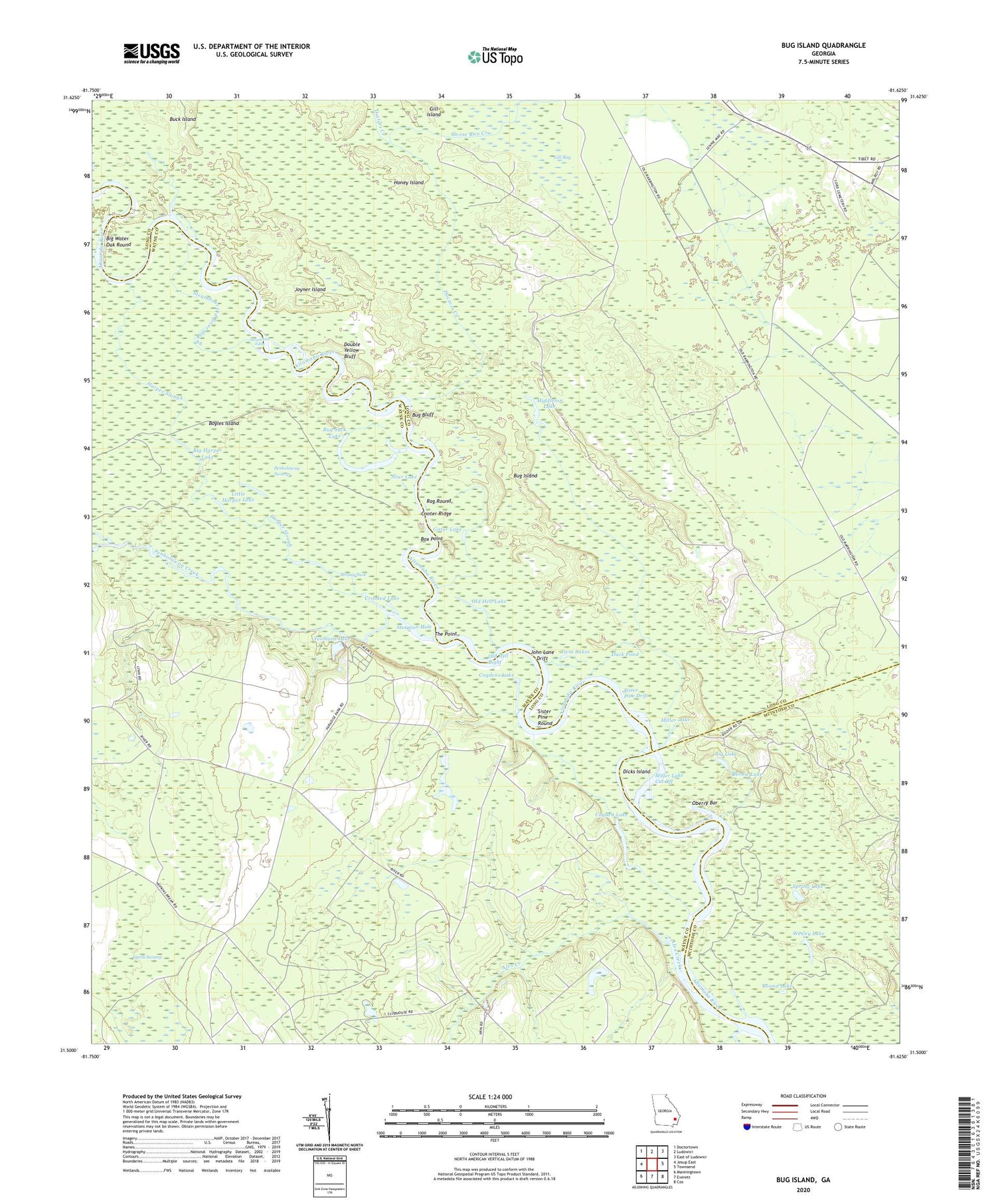 Bug Island Georgia US Topo Map Image