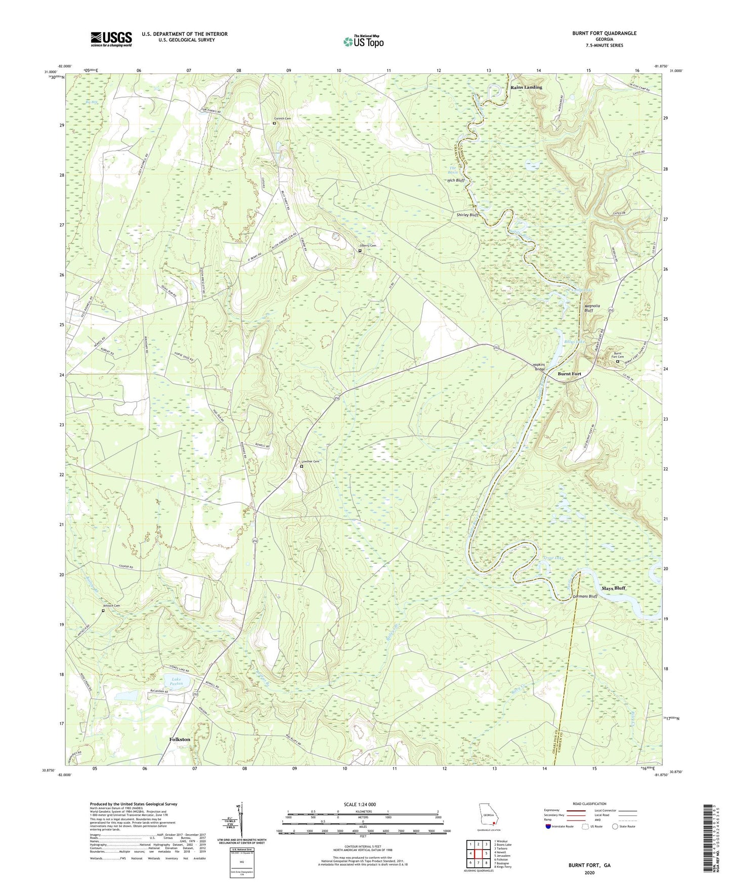 Burnt Fort Georgia US Topo Map Image
