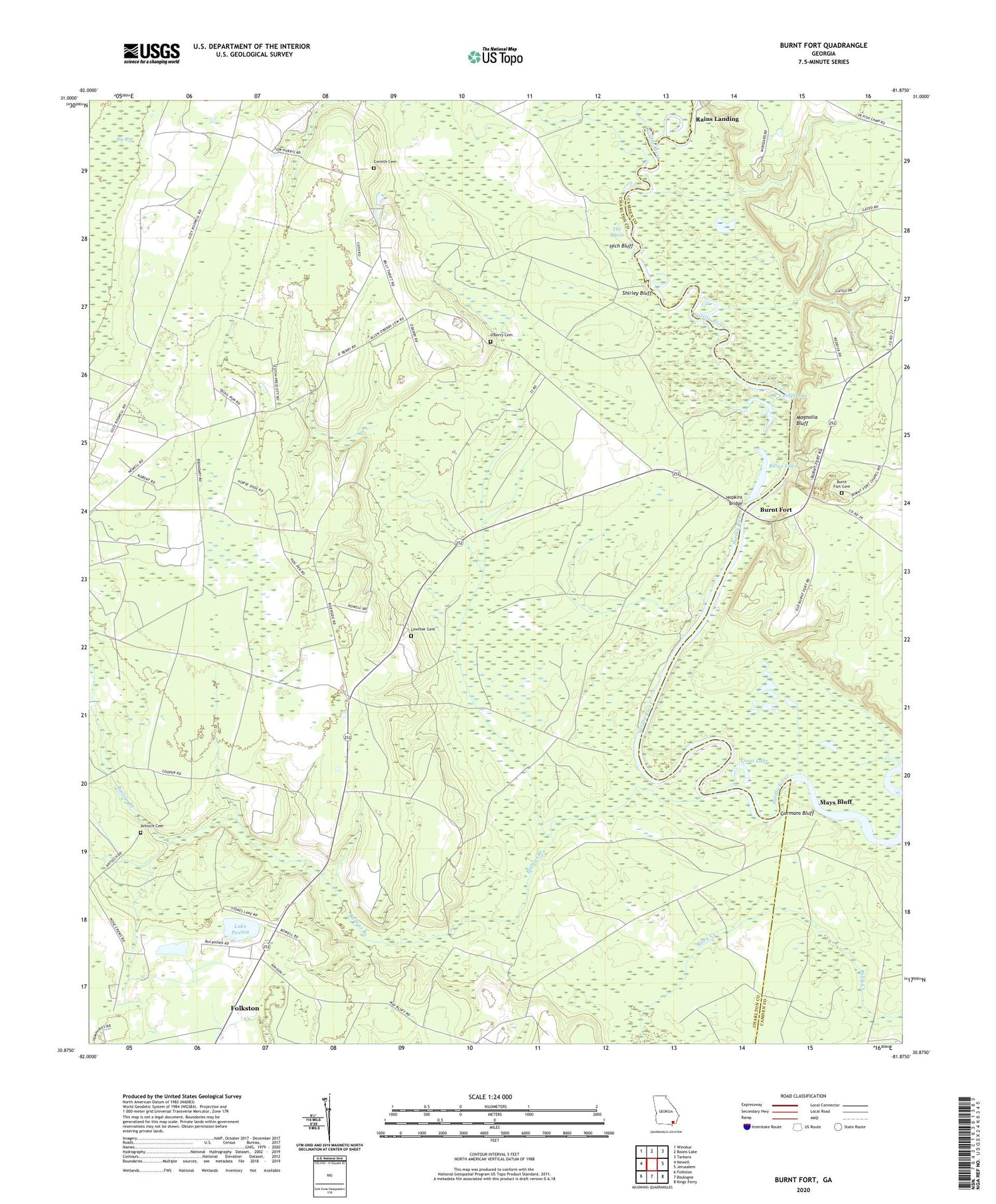 Burnt Fort Georgia US Topo Map Image