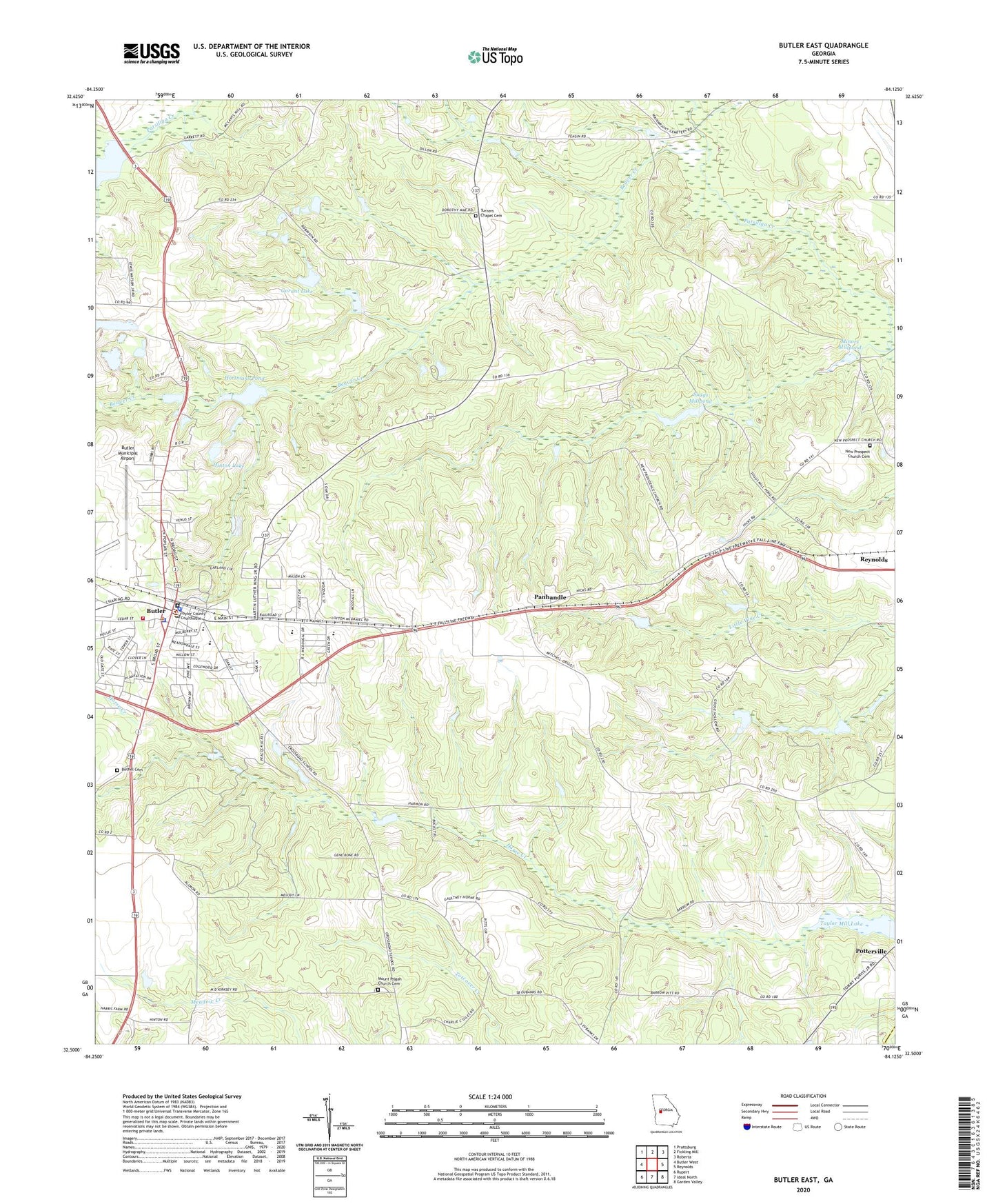 Butler East Georgia US Topo Map Image