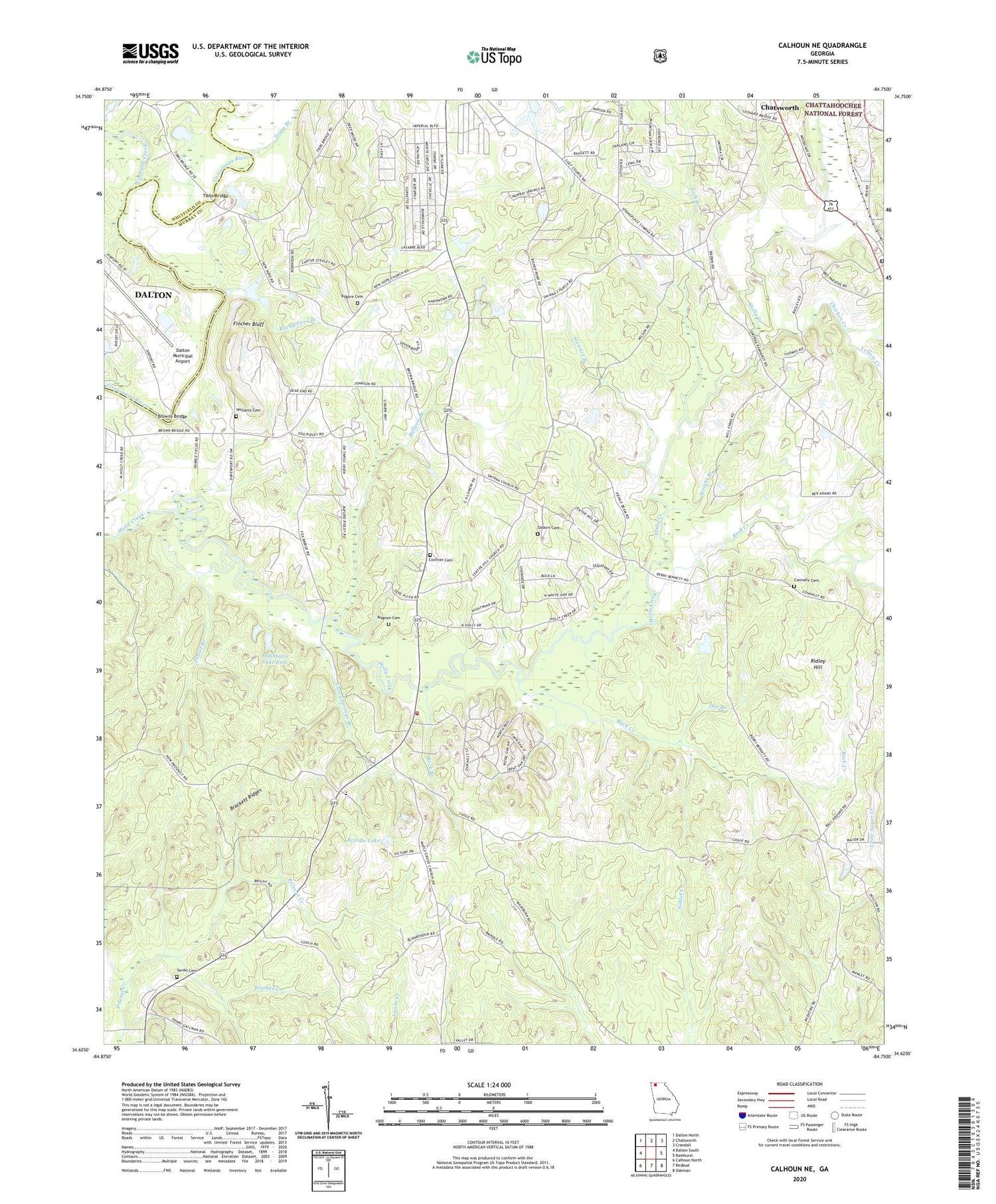 Calhoun NE Georgia US Topo Map Image