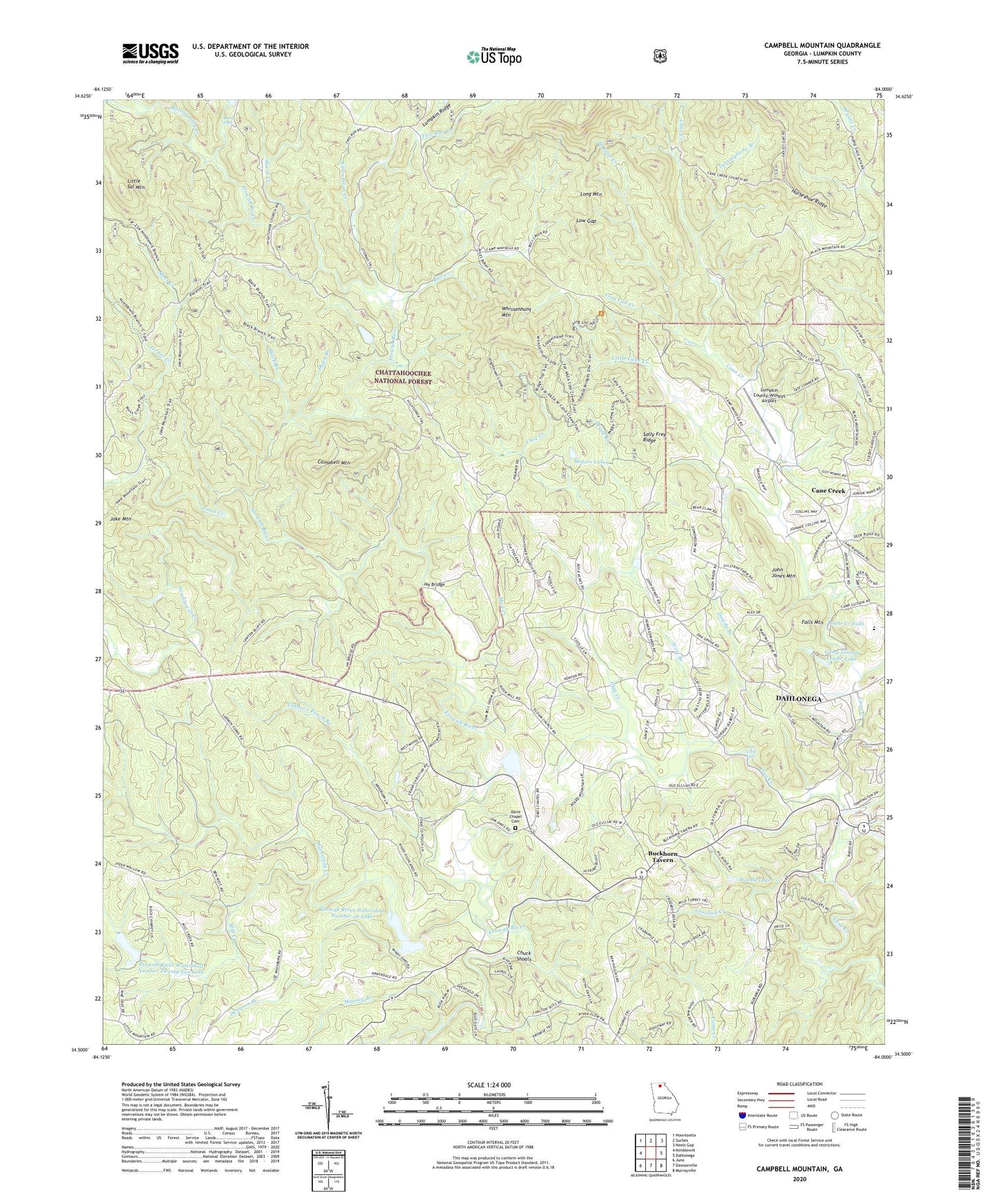Campbell Mountain Georgia US Topo Map Image