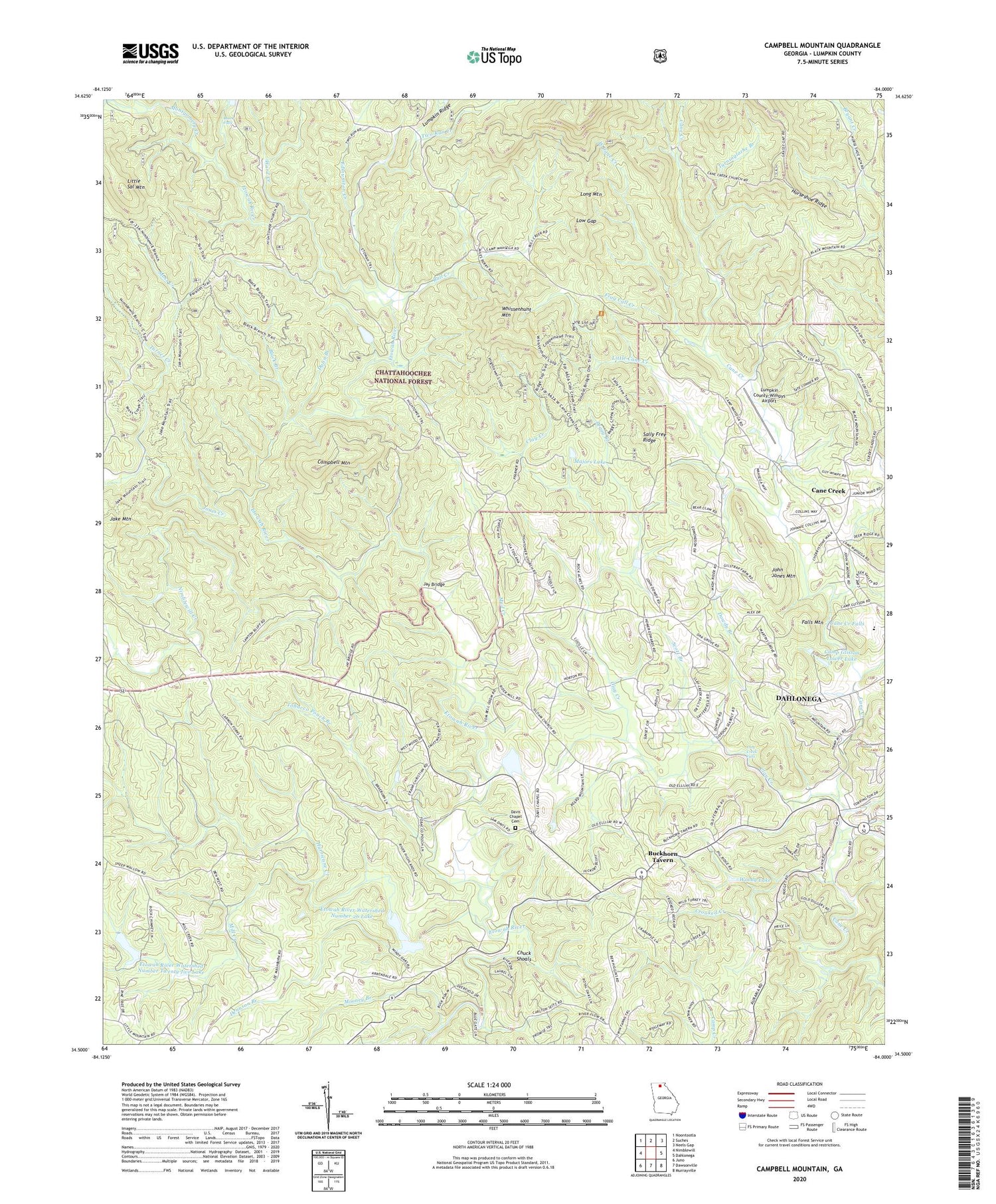Campbell Mountain Georgia US Topo Map Image