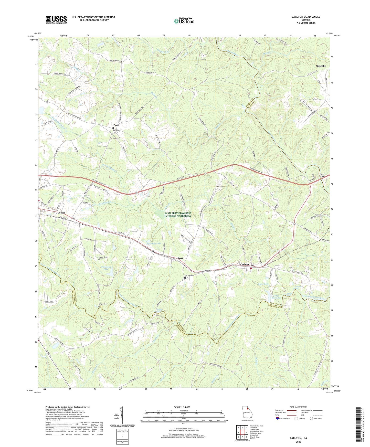 Carlton Georgia US Topo Map Image