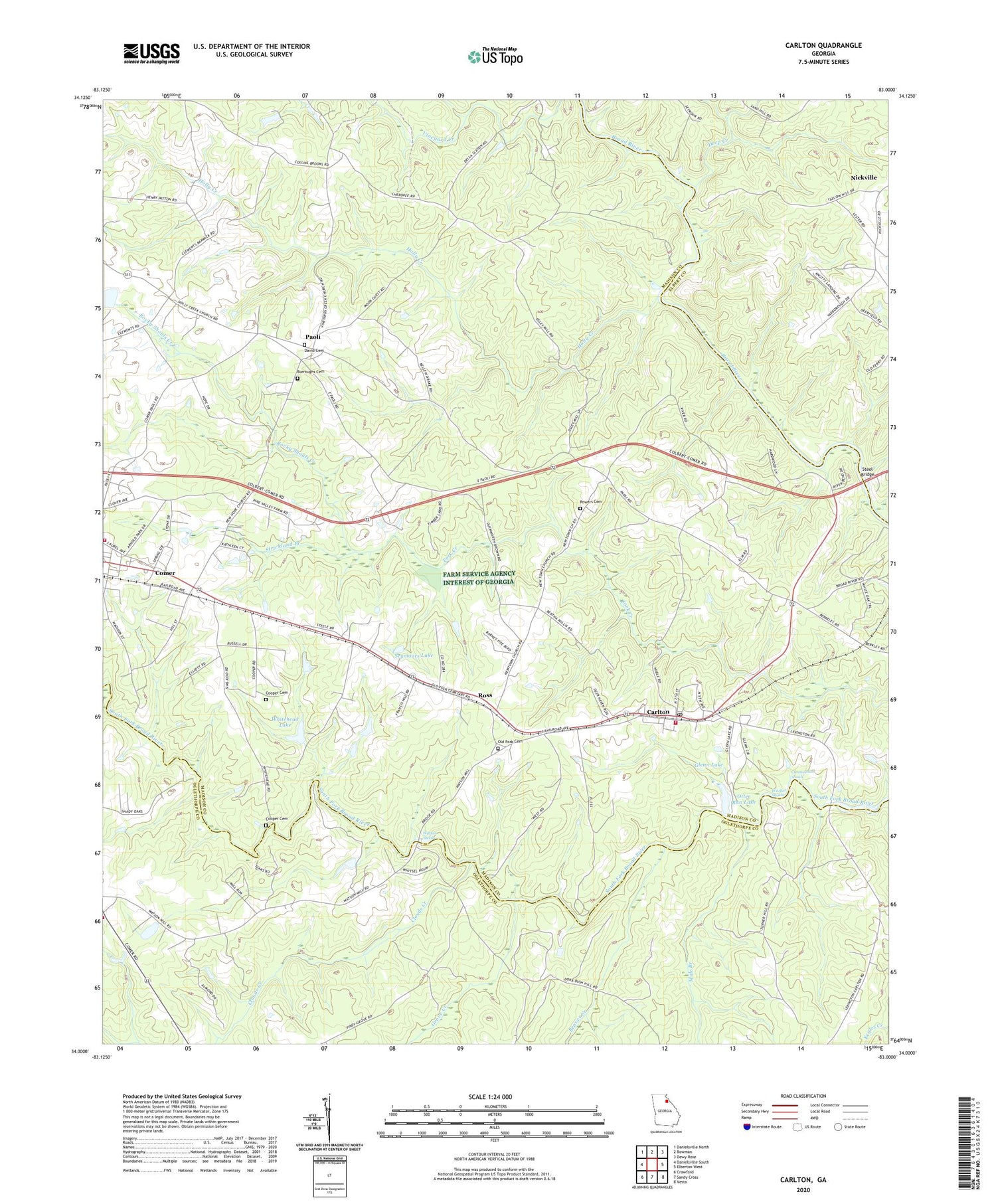 Carlton Georgia US Topo Map Image