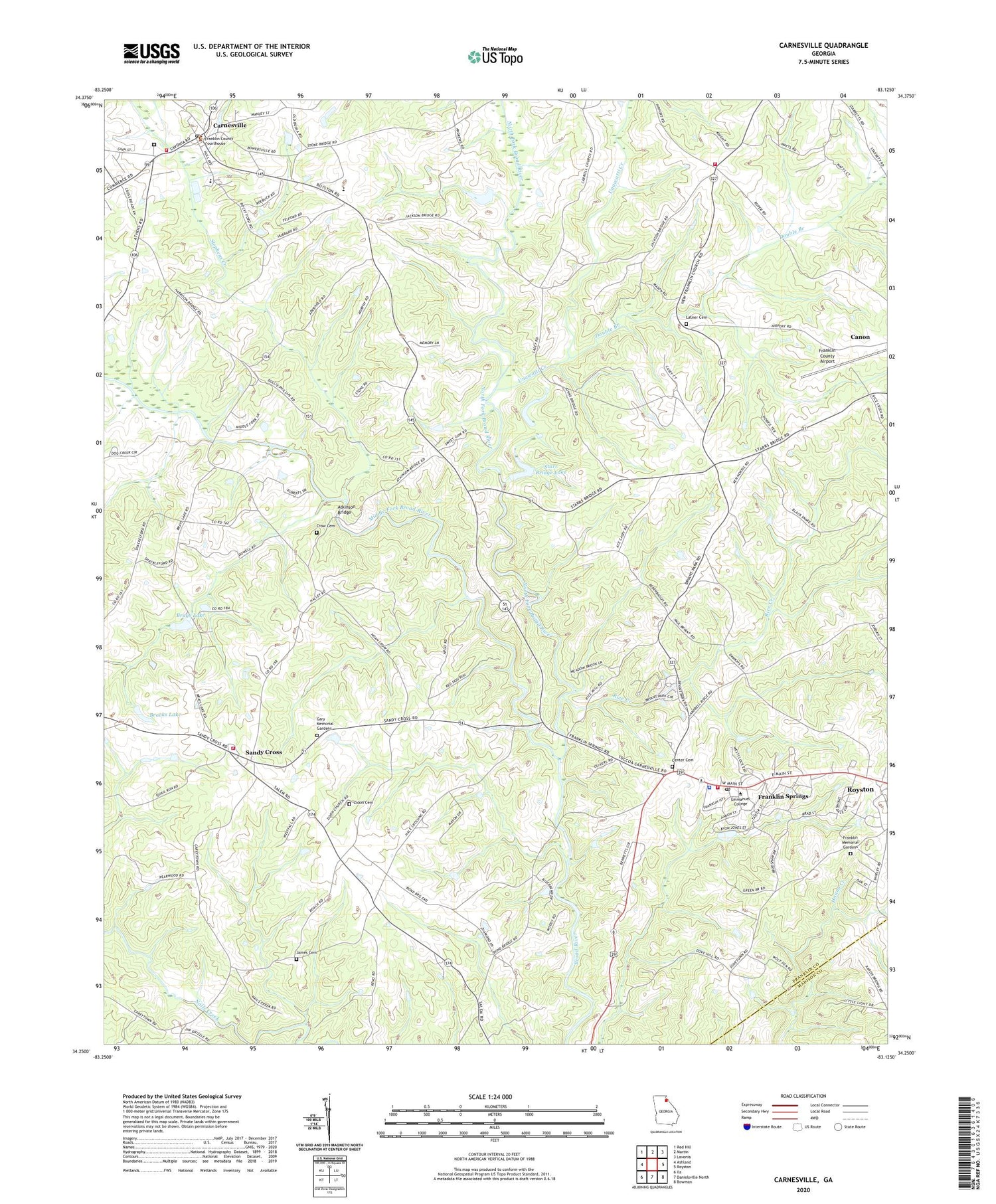 Carnesville Georgia US Topo Map Image