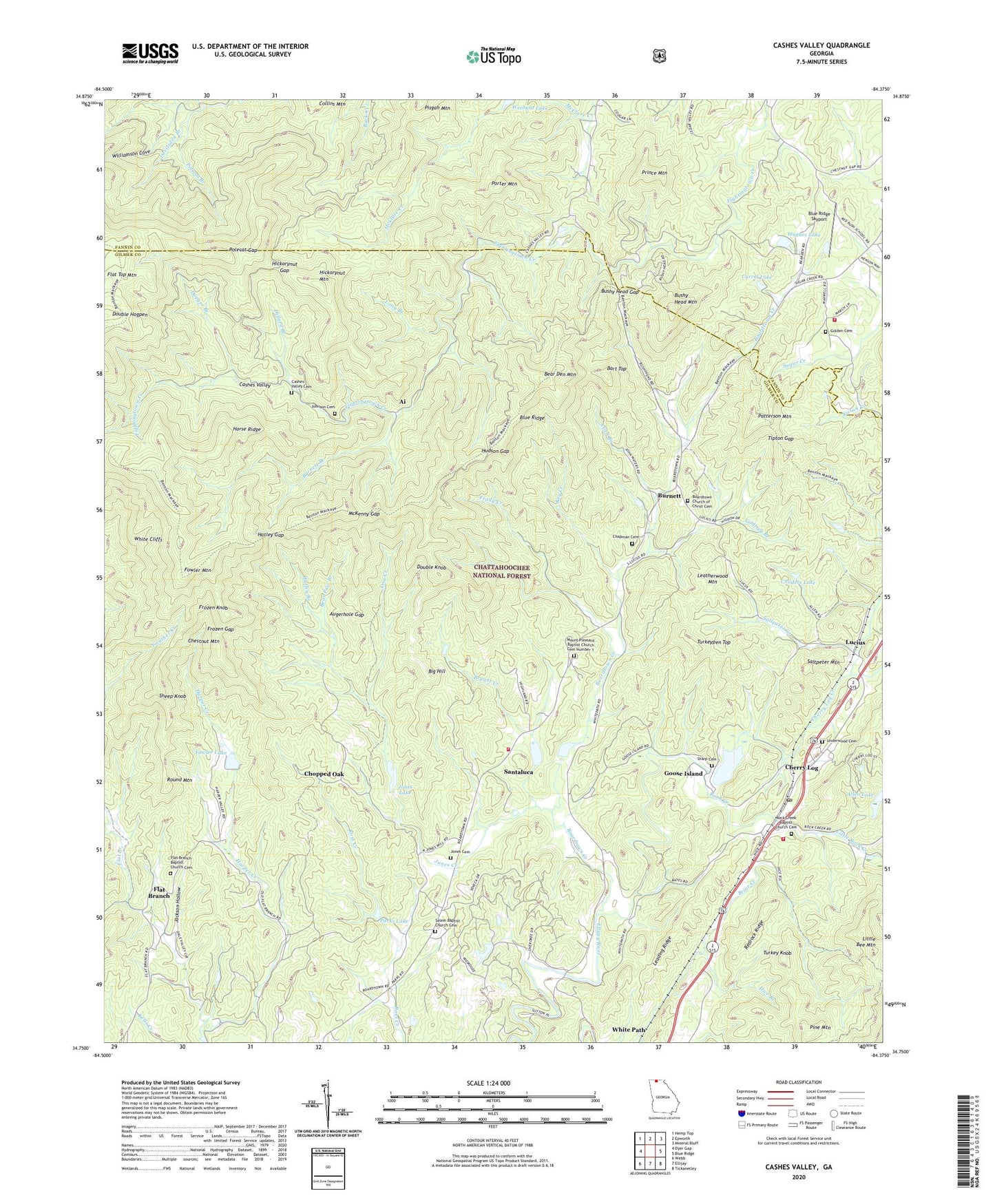 Cashes Valley Georgia US Topo Map Image