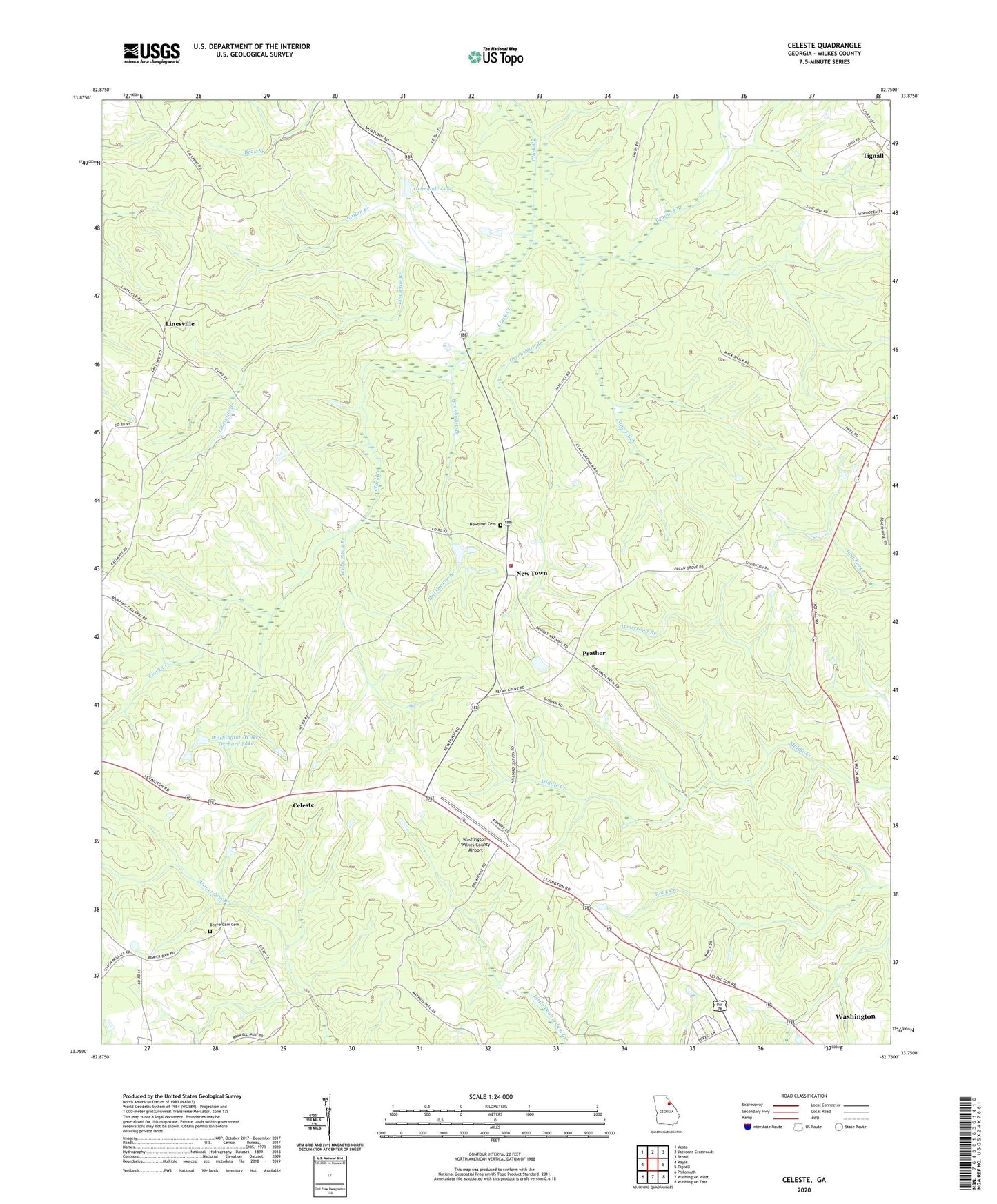 Celeste Georgia US Topo Map Image