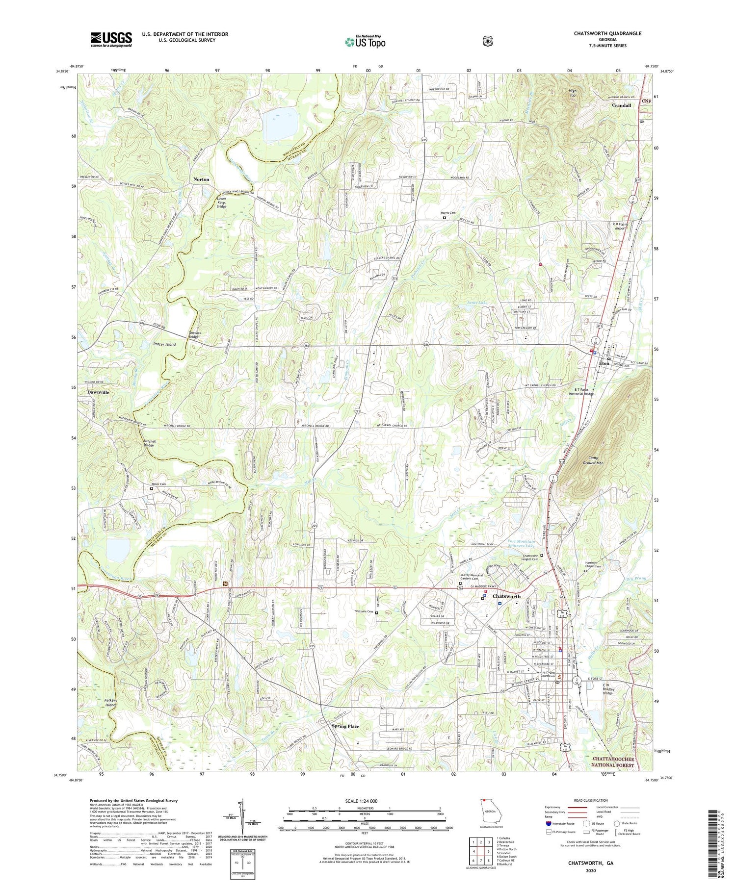 Chatsworth Georgia US Topo Map Image