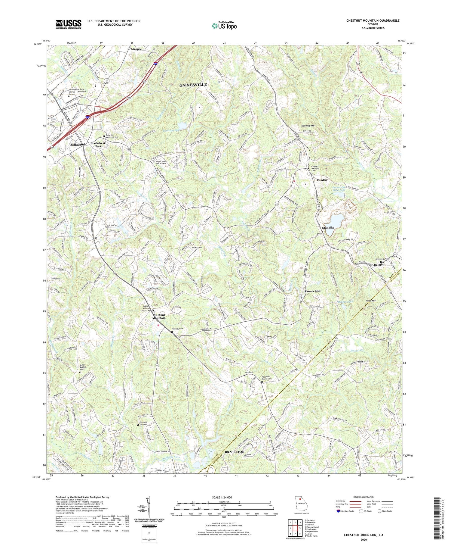 Chestnut Mountain Georgia US Topo Map Image