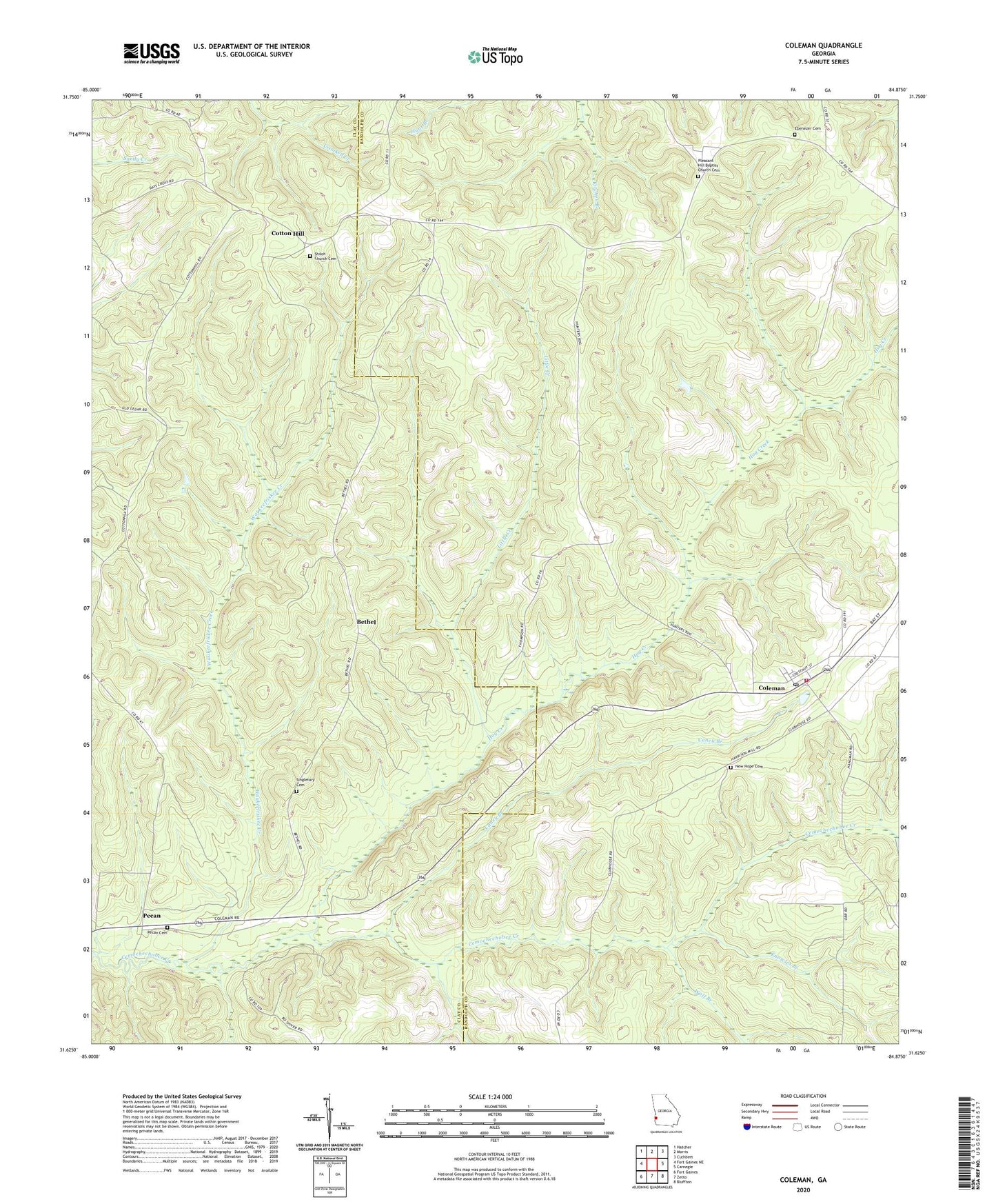 Coleman Georgia US Topo Map Image