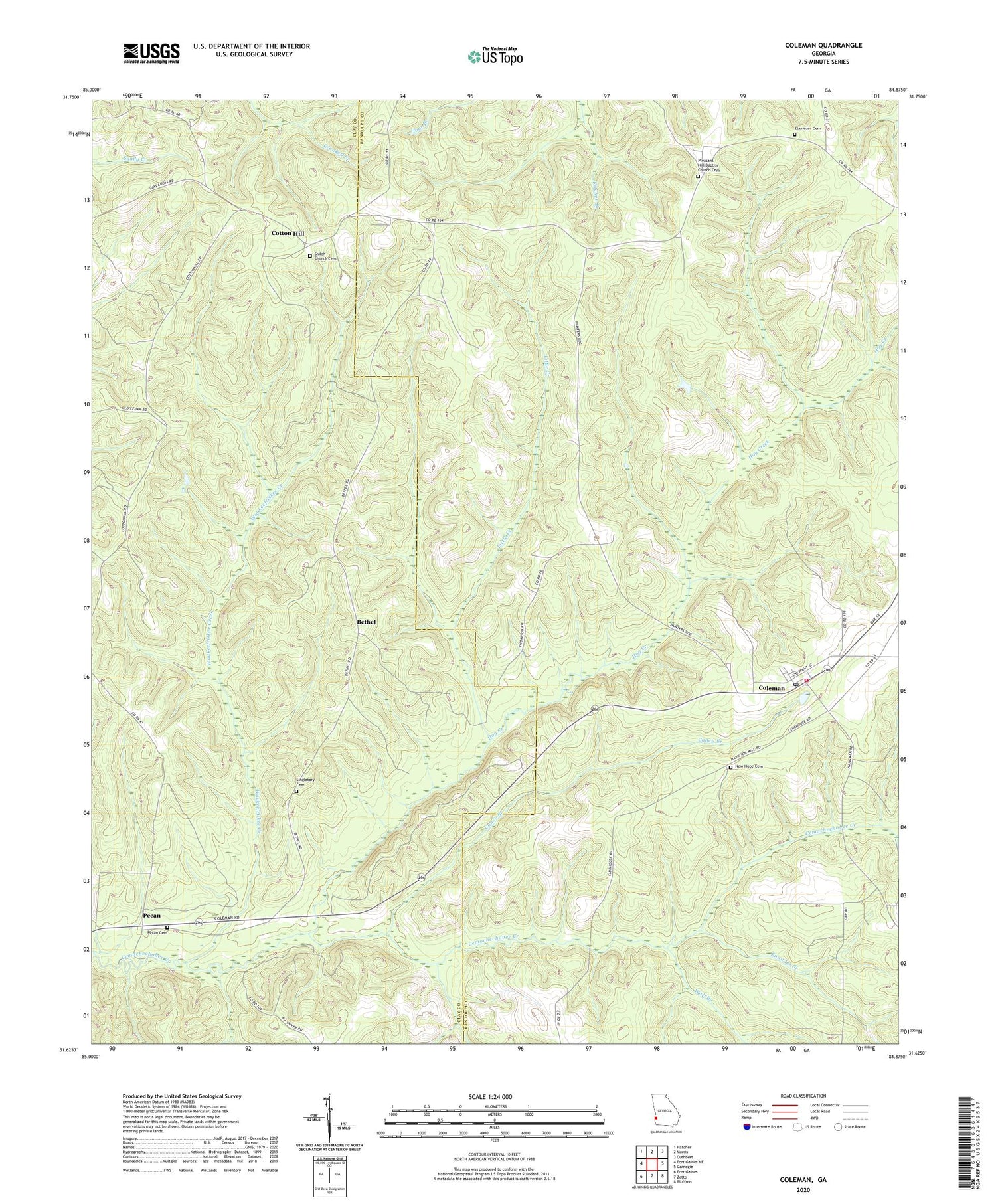 Coleman Georgia US Topo Map Image