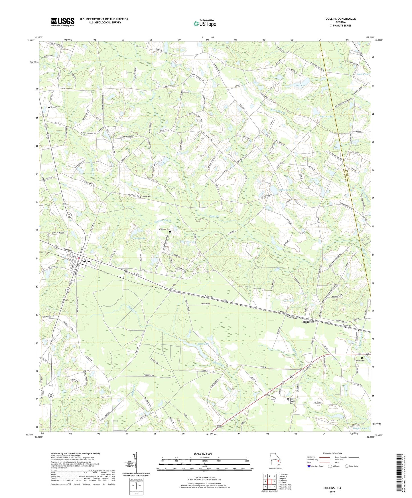 Collins Georgia US Topo Map Image