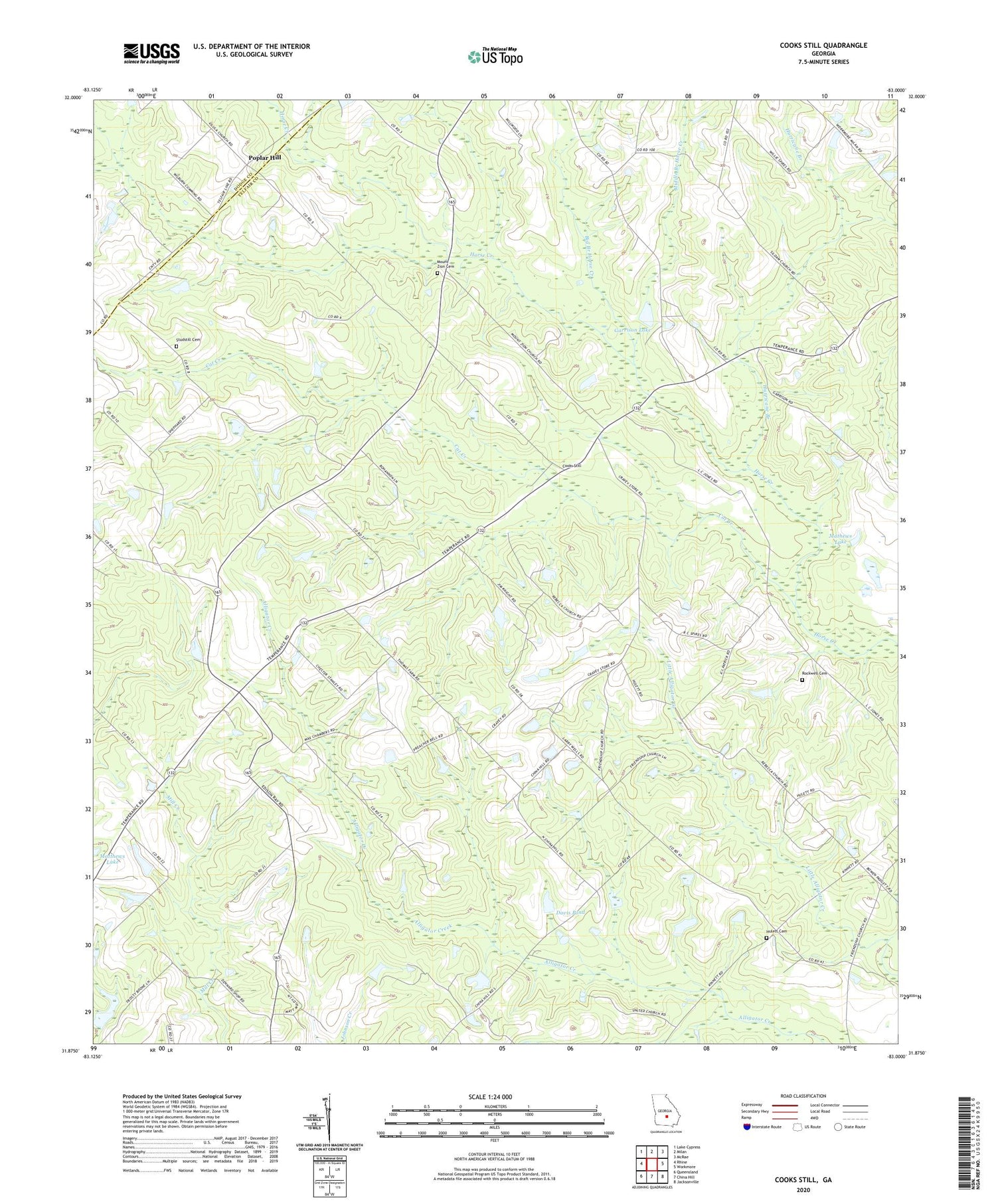 Cooks Still Georgia US Topo Map Image
