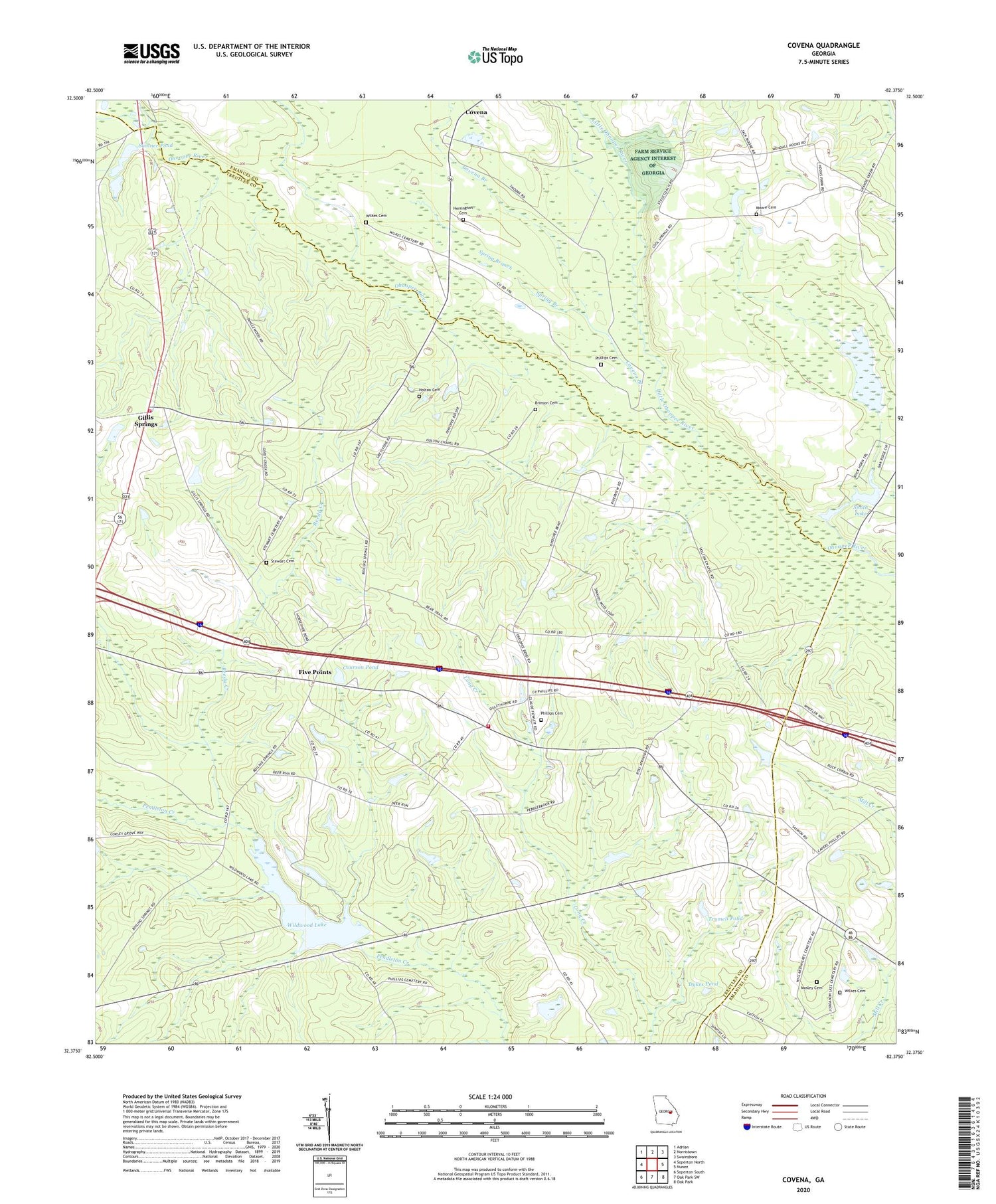 Covena Georgia US Topo Map Image