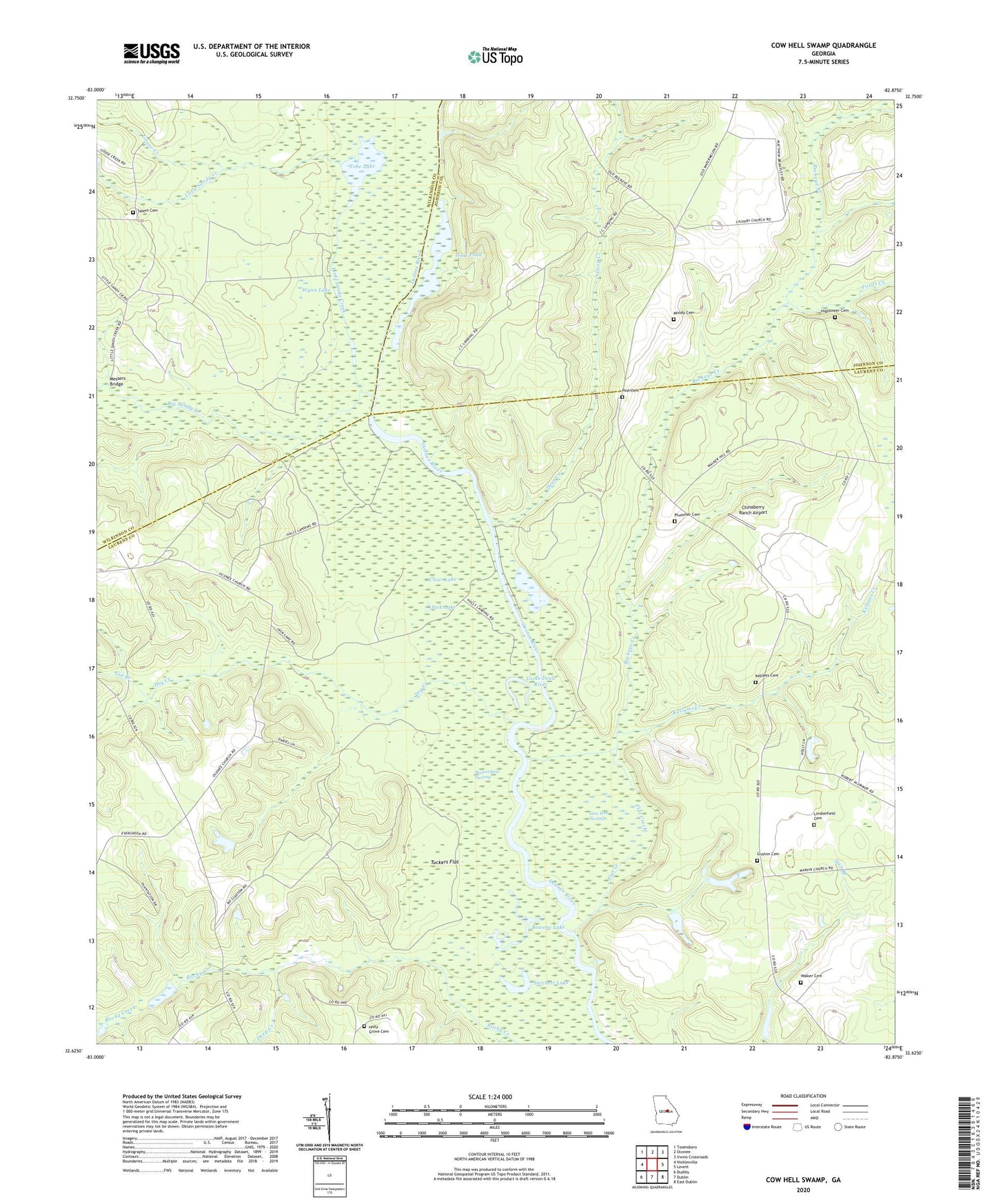 Cow Hell Swamp Georgia US Topo Map Image