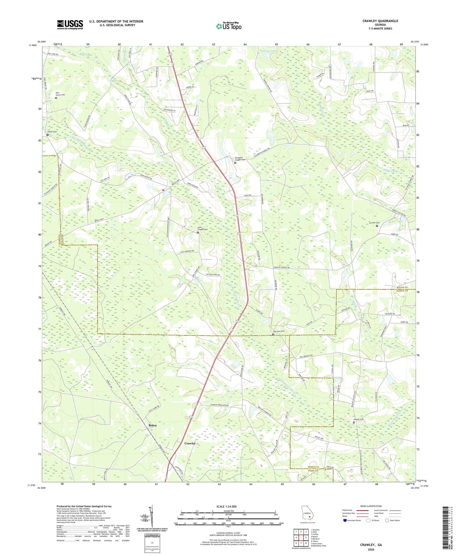 Crawley Georgia US Topo Map Image