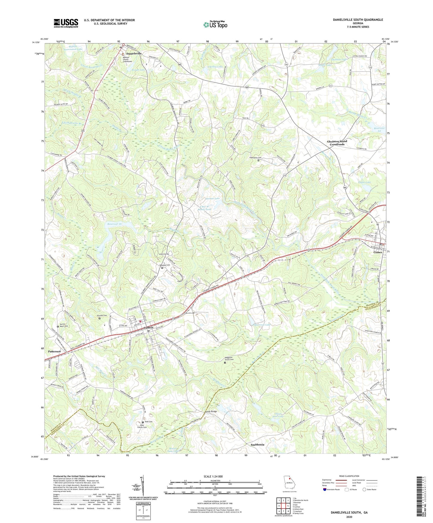 Danielsville South Georgia US Topo Map Image