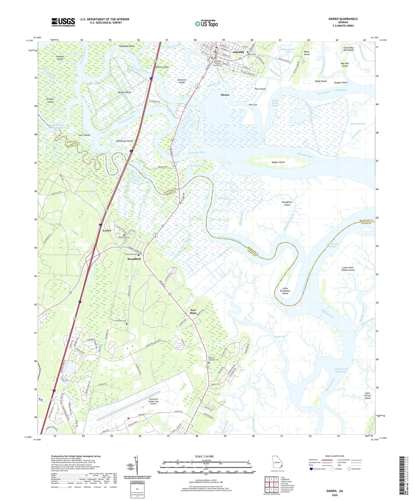 Darien Georgia US Topo Map Image