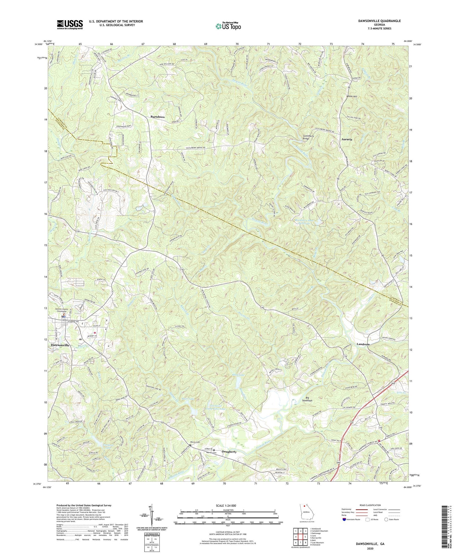 Dawsonville Georgia US Topo Map Image