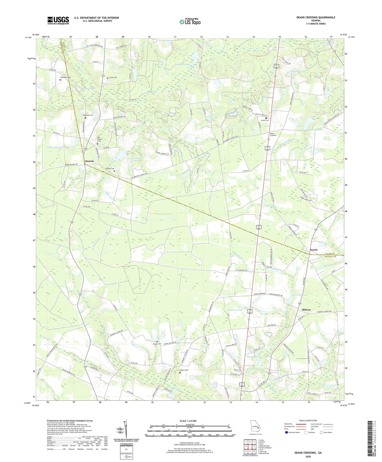 Deans Crossing Georgia US Topo Map Image