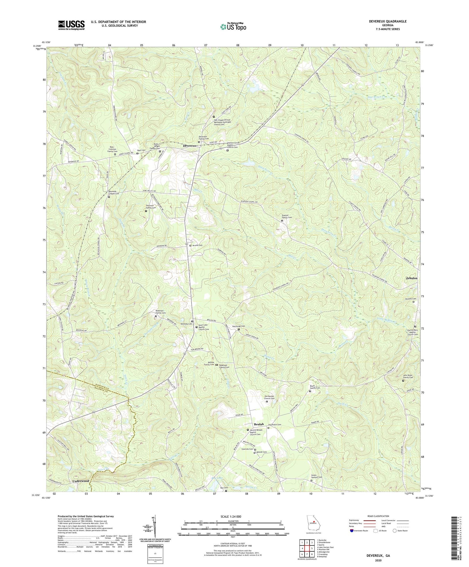 Devereux Georgia US Topo Map Image