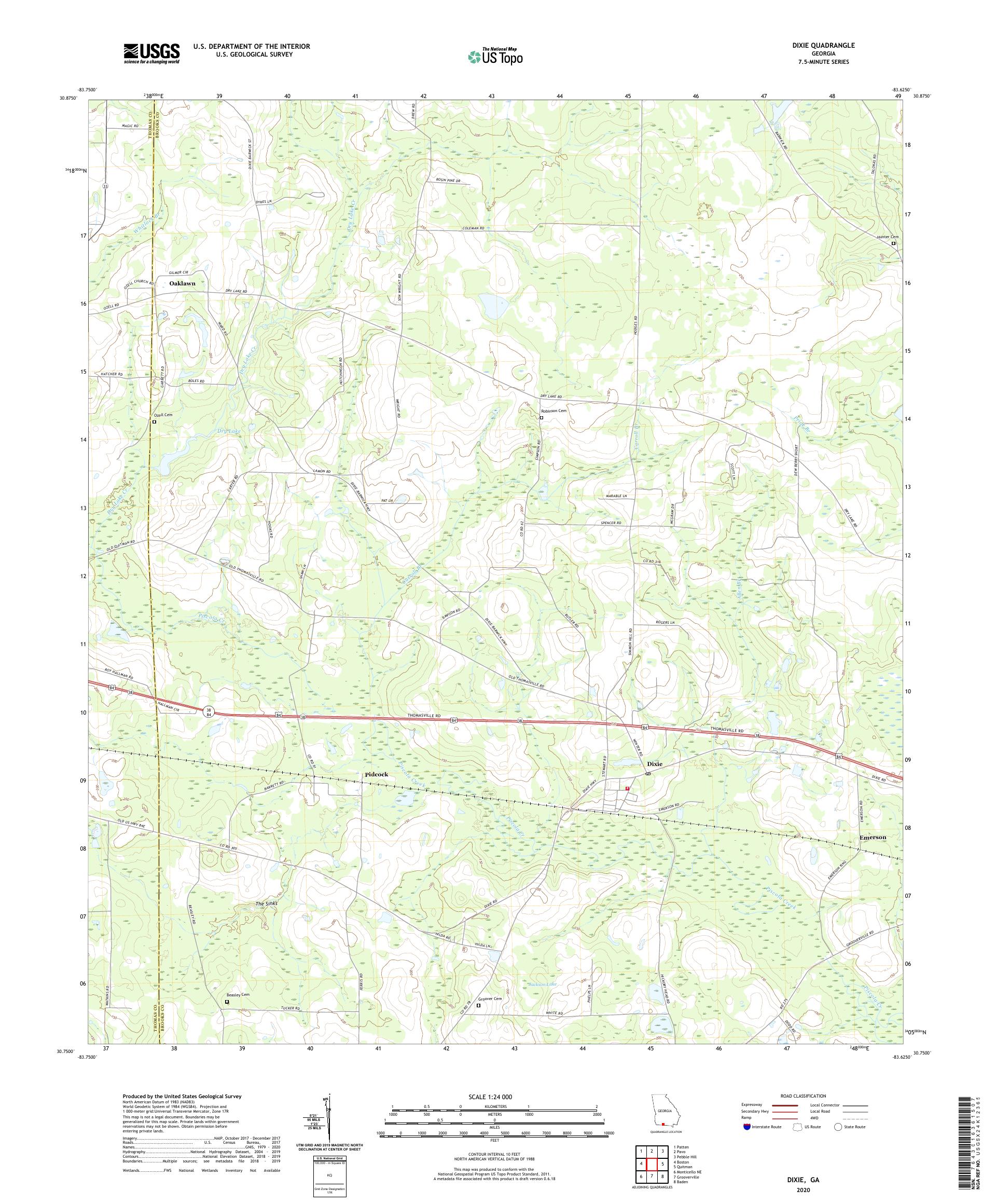 Dixie Georgia US Topo Map – MyTopo Map Store