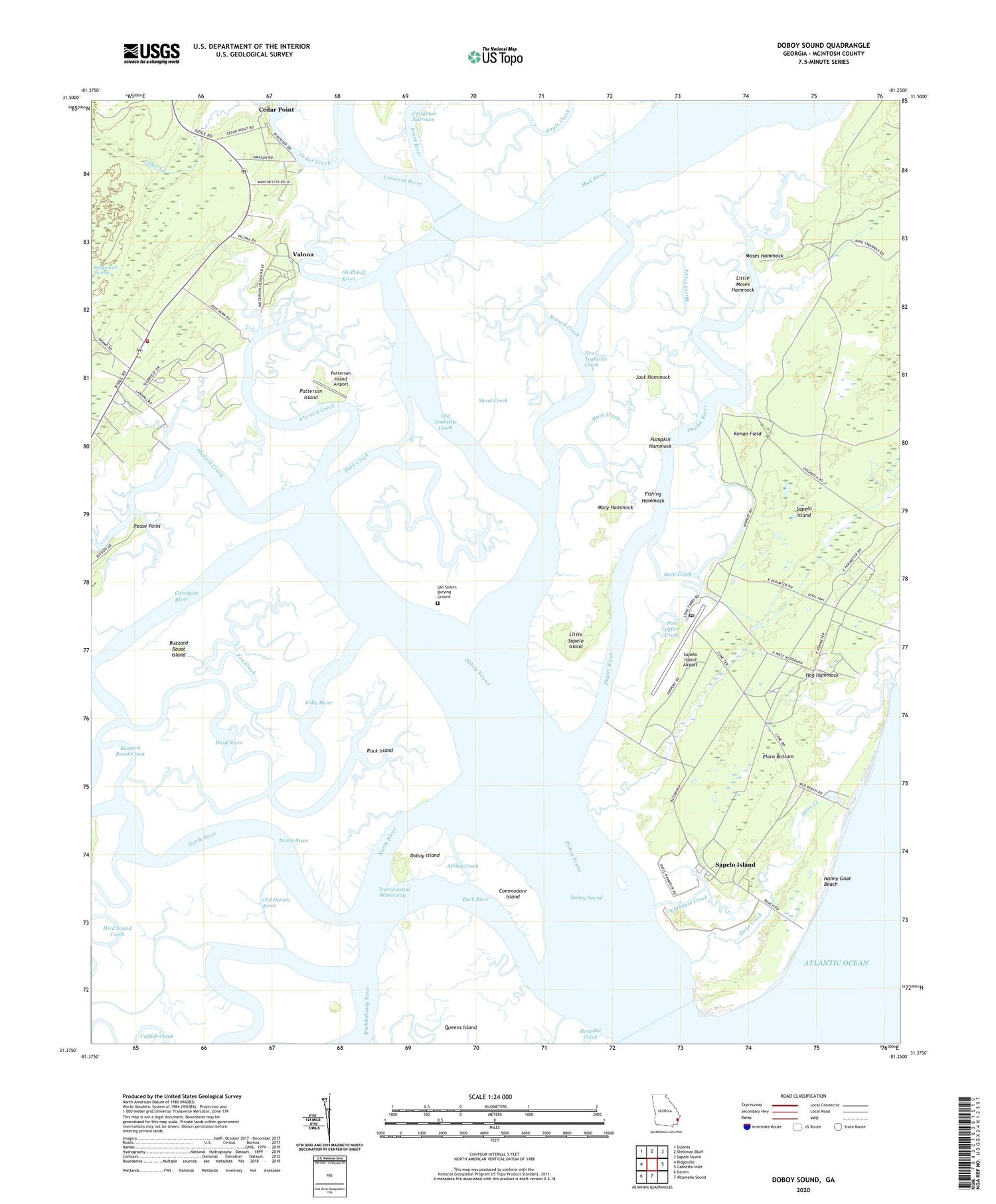 Doboy Sound Georgia US Topo Map Image