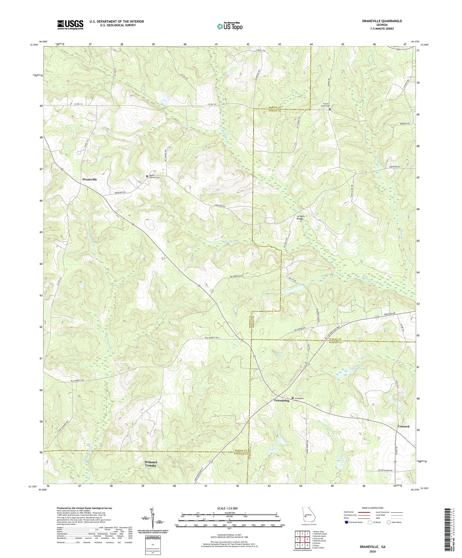 Draneville Georgia US Topo Map Image