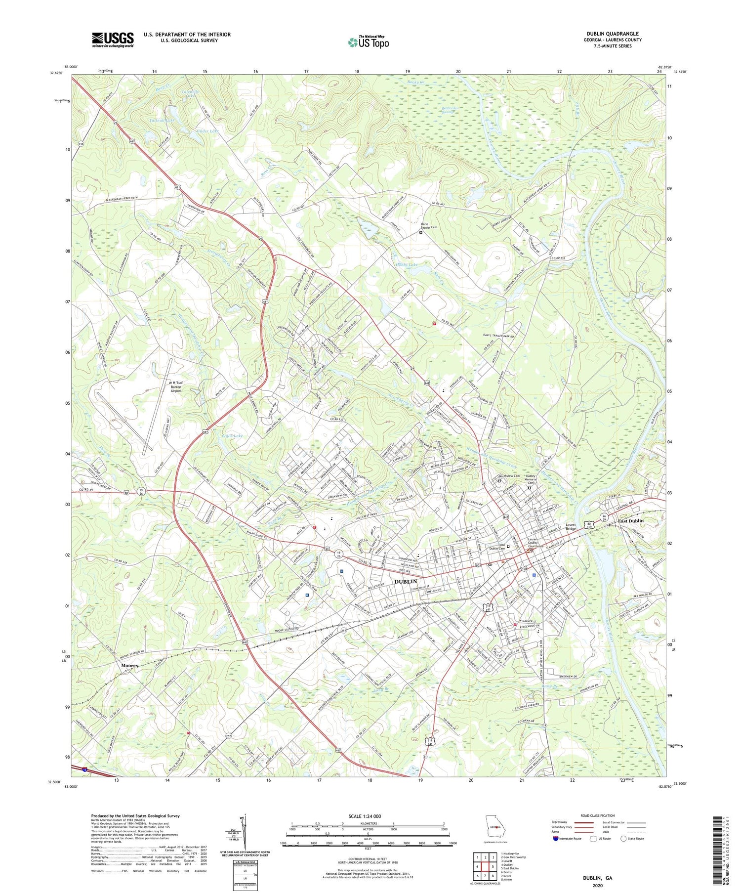 Dublin Georgia US Topo Map Image