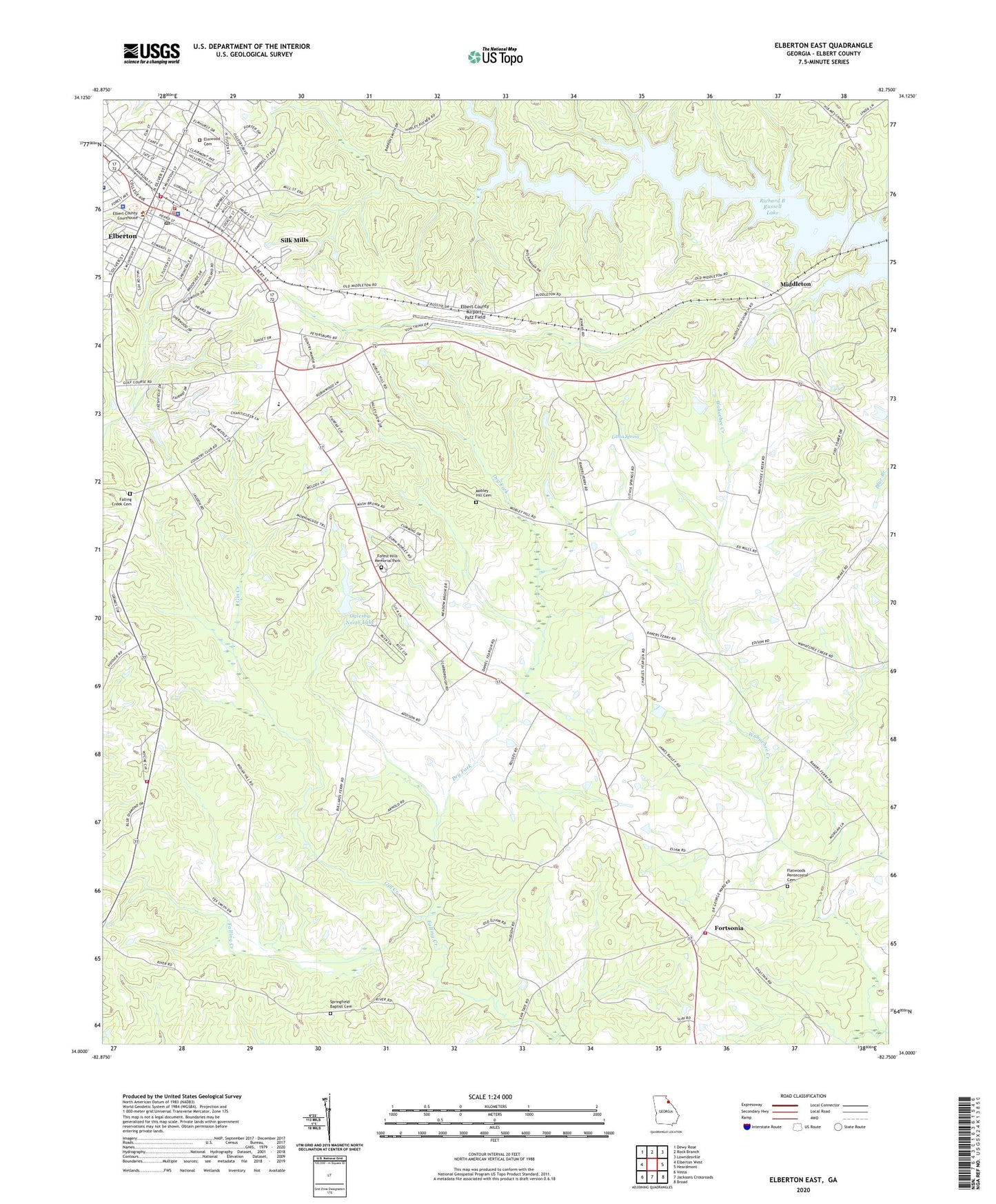 Elberton East Georgia US Topo Map Image