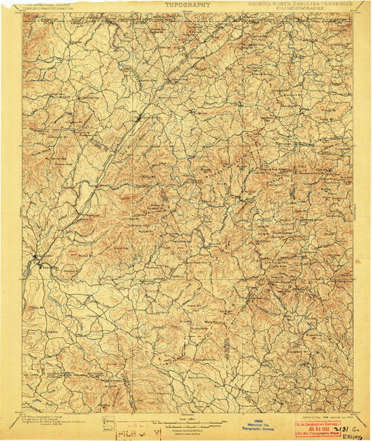 Historic 1898 Ellijay Georgia 30'x30' Topo Map Image