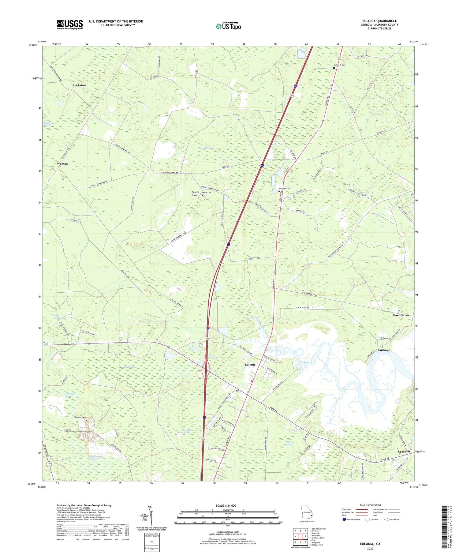 Eulonia Georgia US Topo Map Image