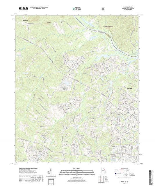 Evans Georgia US Topo Map Image