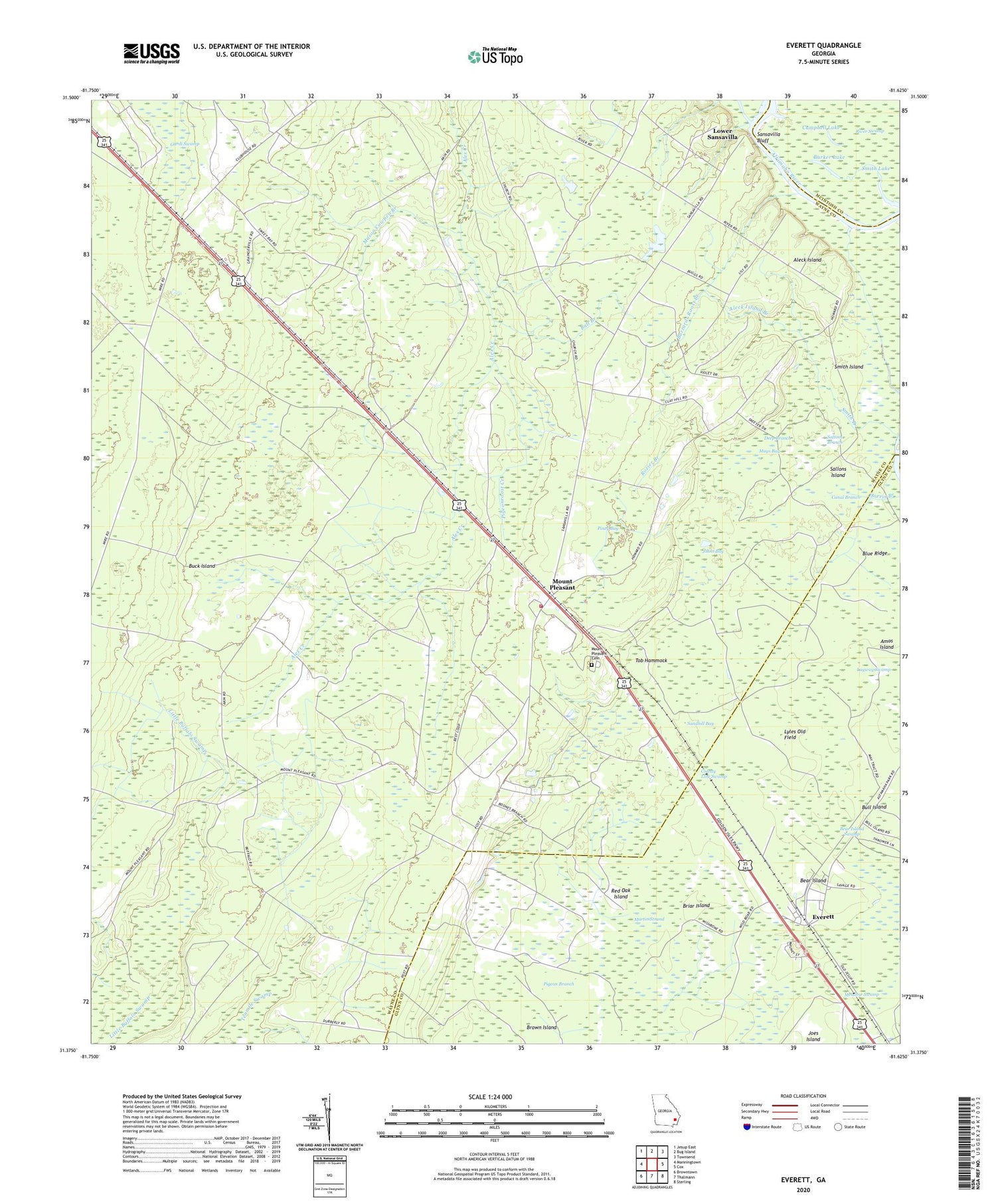 Everett Georgia US Topo Map Image