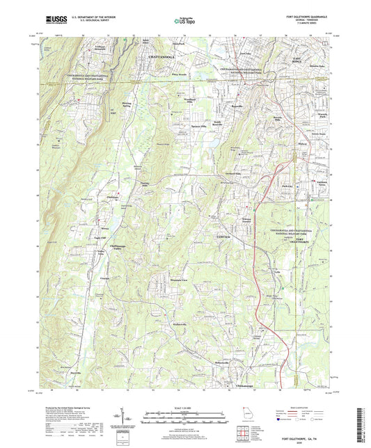 Fort Oglethorpe Georgia US Topo Map Image