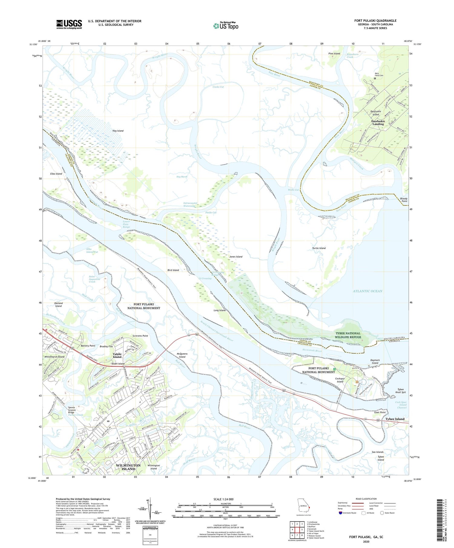 Fort Pulaski Georgia US Topo Map Image