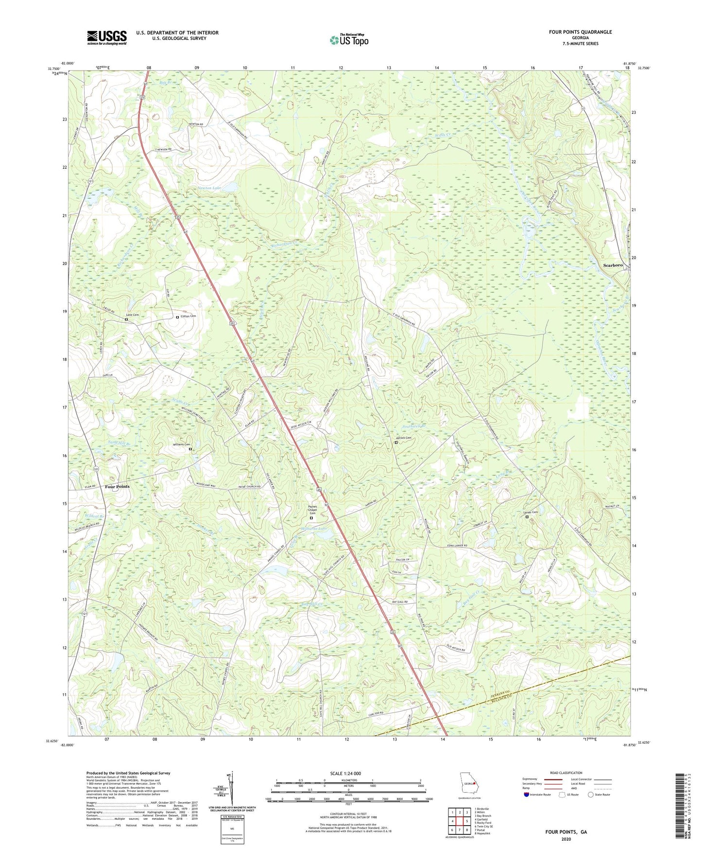 Four Points Georgia US Topo Map Image